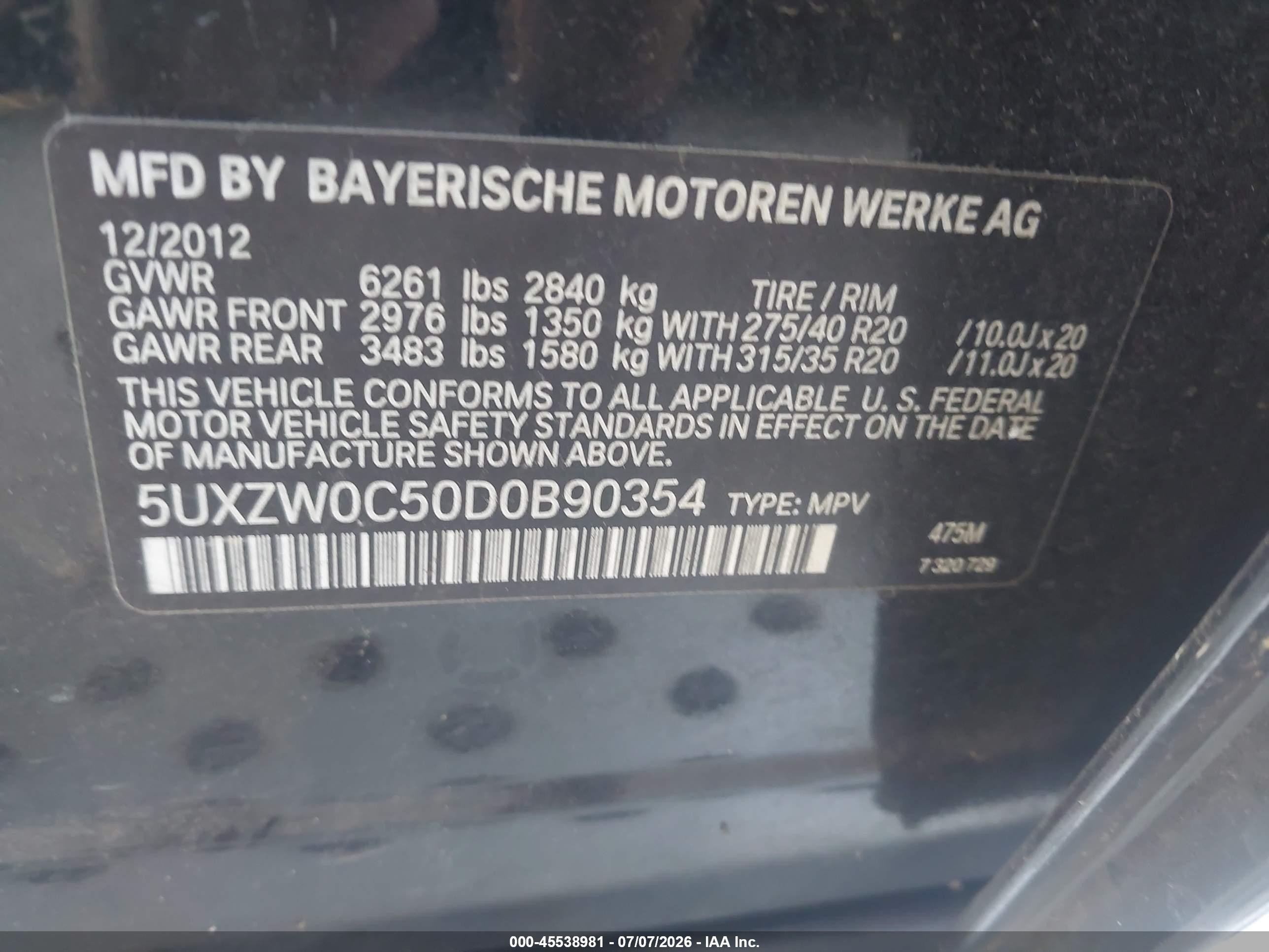 2013 Bmw X5 Xdrive35d Черный vin: 5UXZW0C50D0B90354