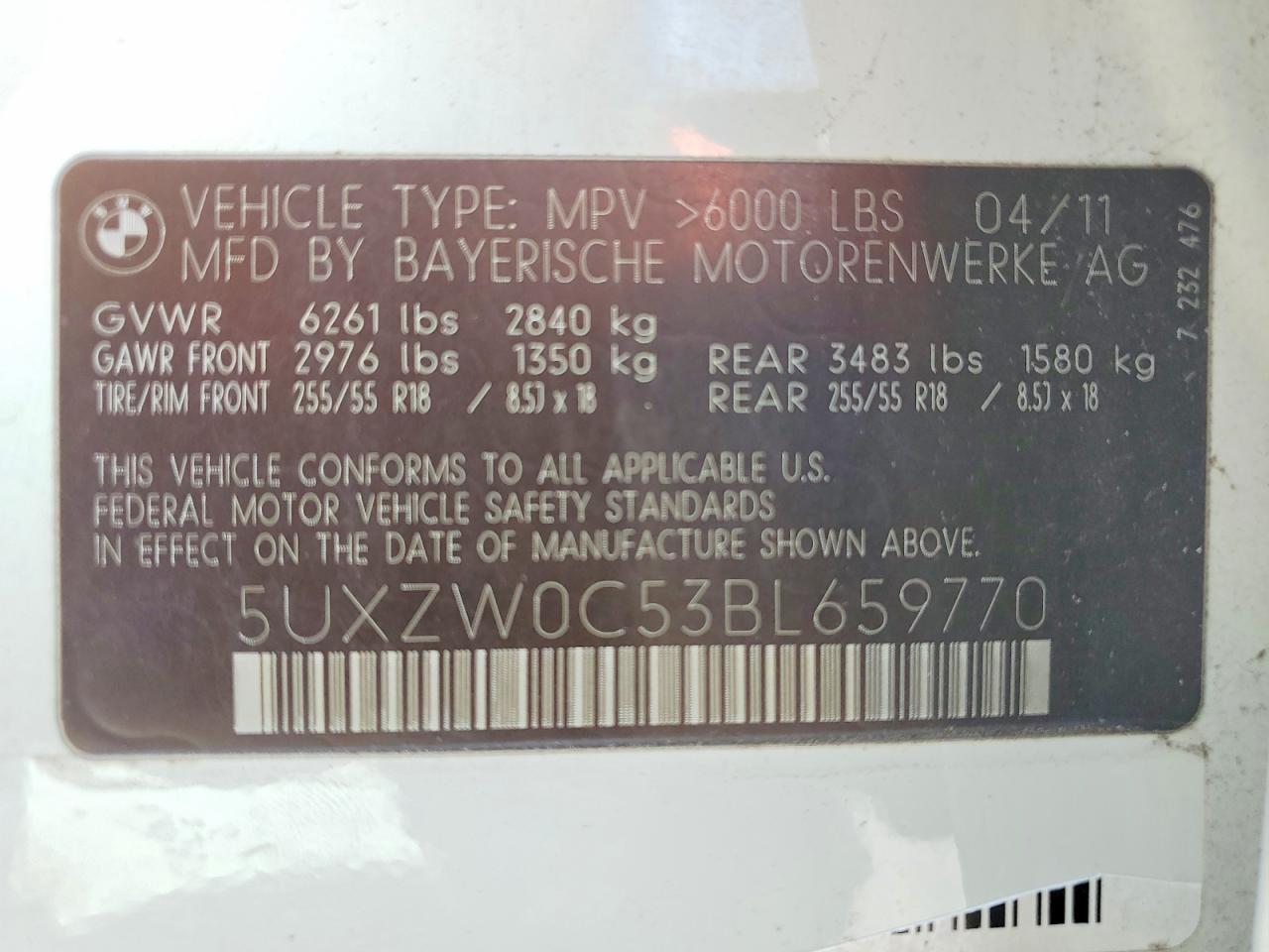 2011 Bmw X5 Xdrive35d Белый vin: 5UXZW0C53BL659770