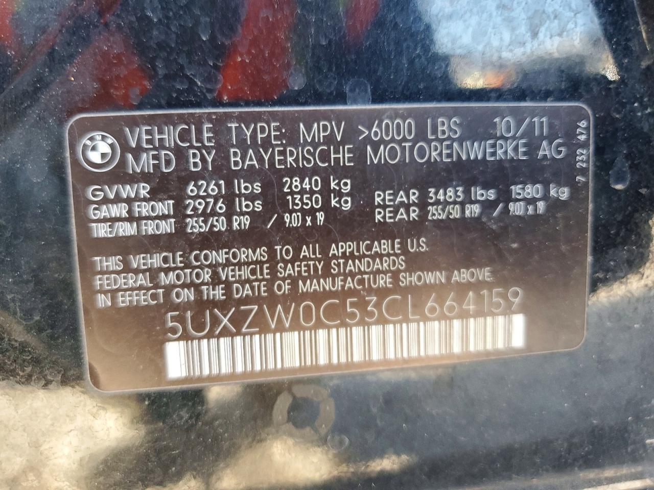 2012 Bmw X5 Xdrive35d Черный vin: 5UXZW0C53CL664159