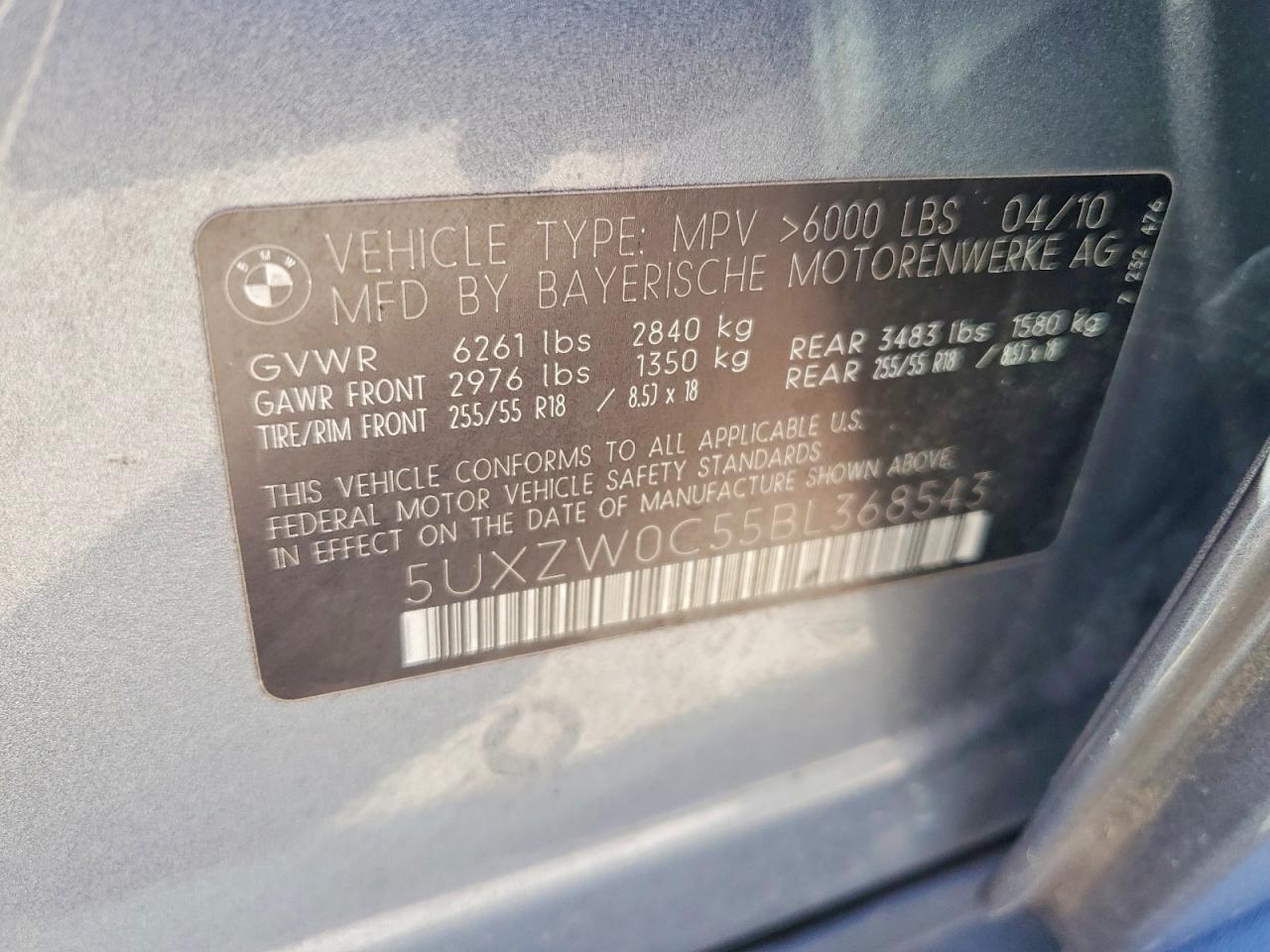 2011 Bmw X5 Gray vin: 5UXZW0C55BL368543