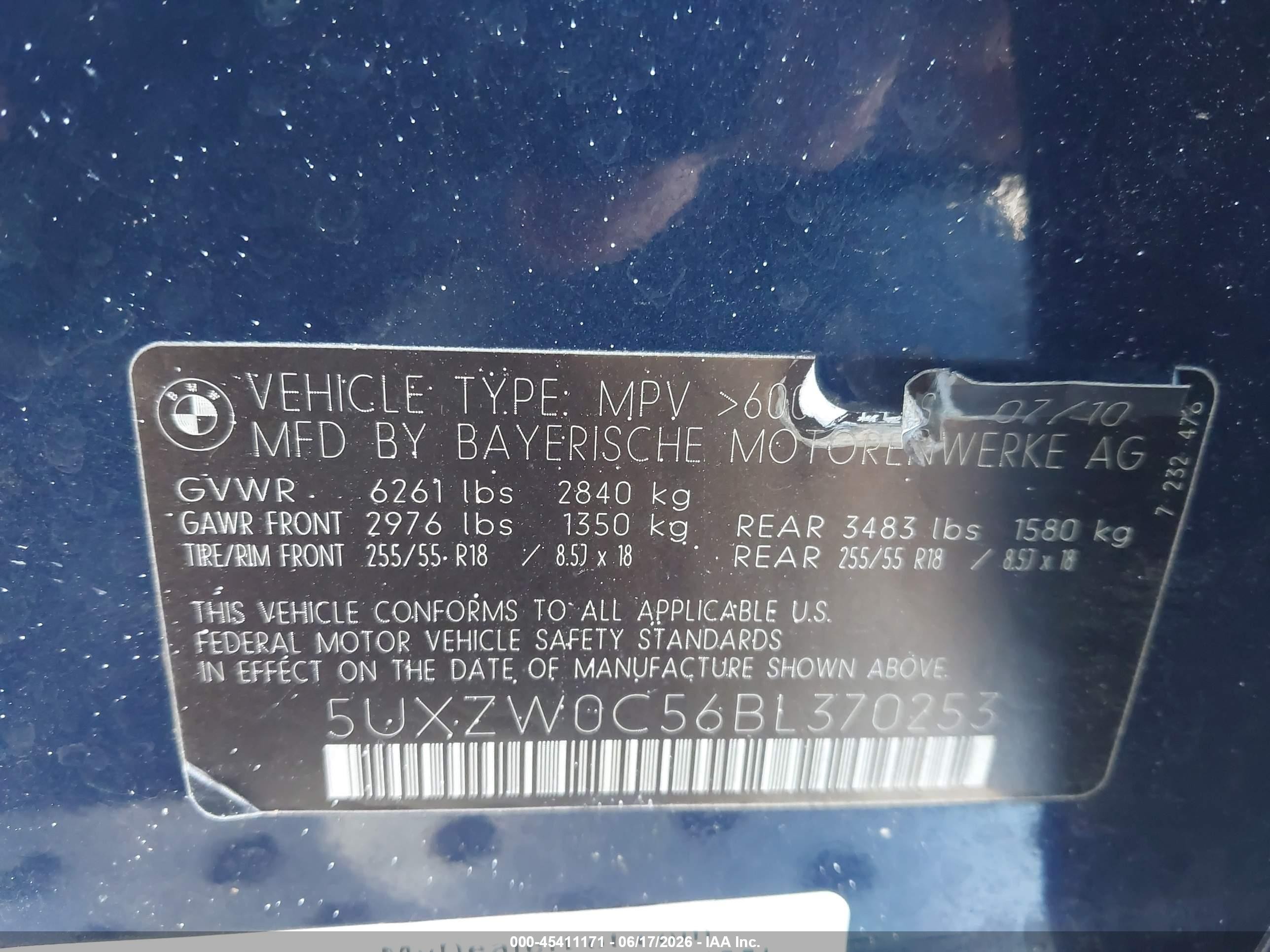 2011 Bmw X5 Xdrive35d Dark Blue vin: 5UXZW0C56BL370253