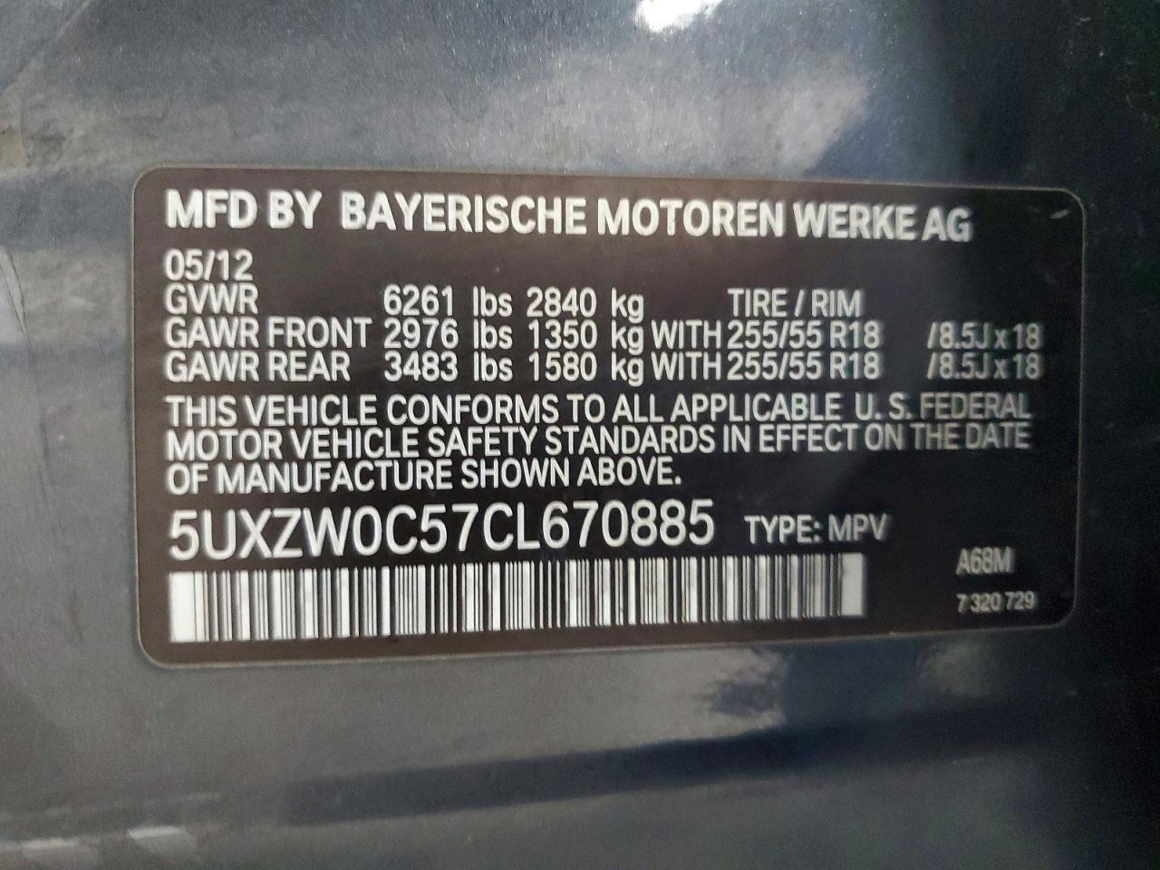 2012 Bmw X5 Xdrive35d Gray vin: 5UXZW0C57CL670885