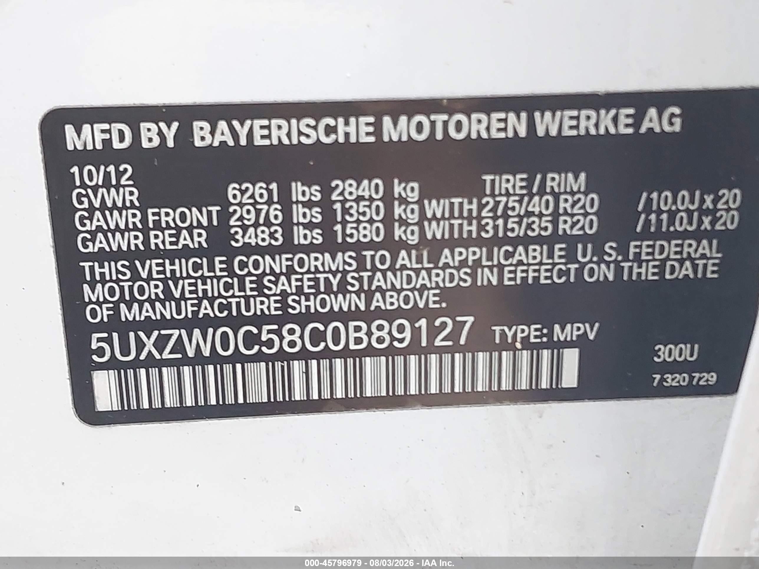 2012 Bmw X5 Xdrive35d White vin: 5UXZW0C58C0B89127