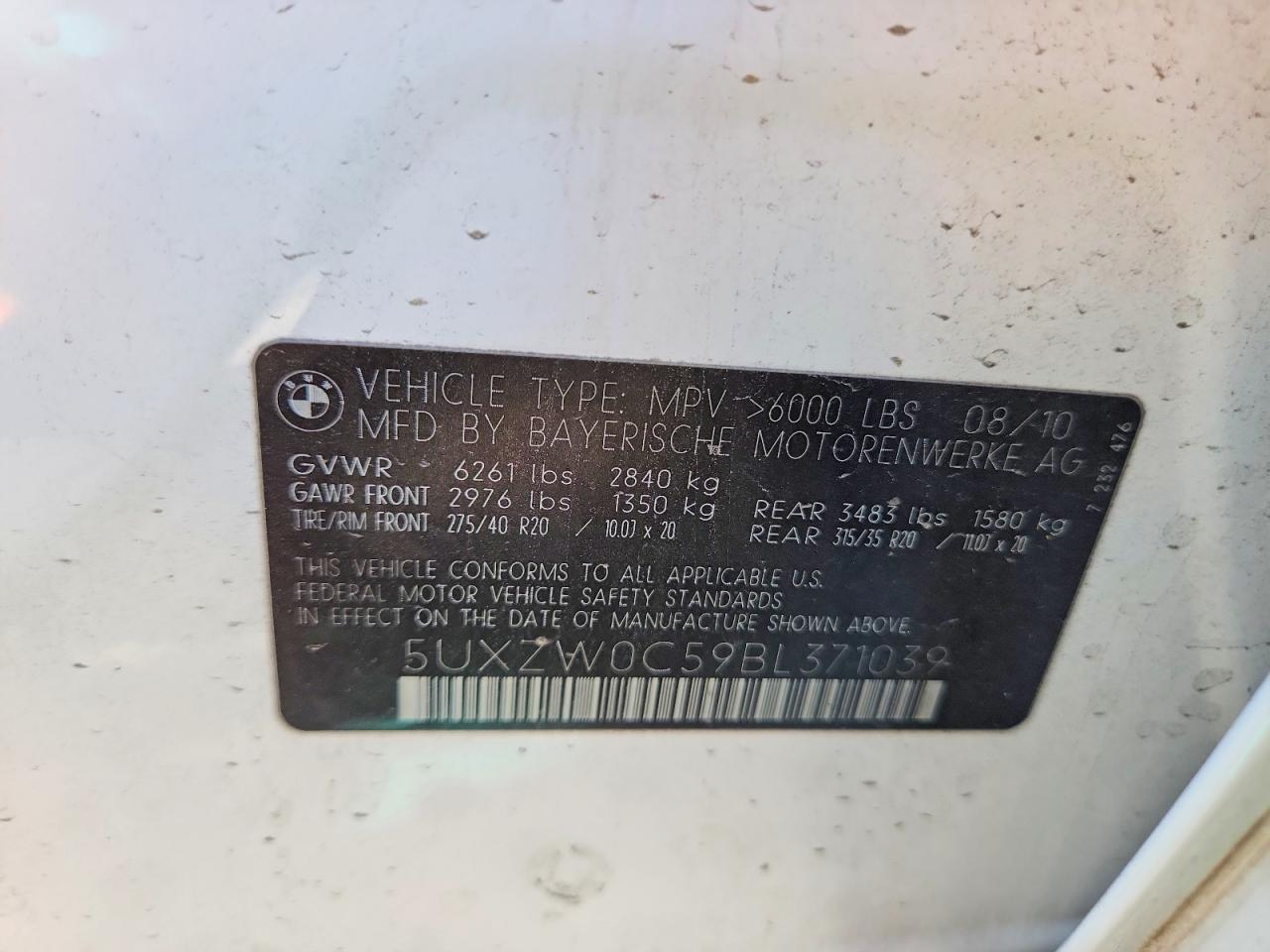 2011 Bmw X5 Xdrive35d White vin: 5UXZW0C59BL371039