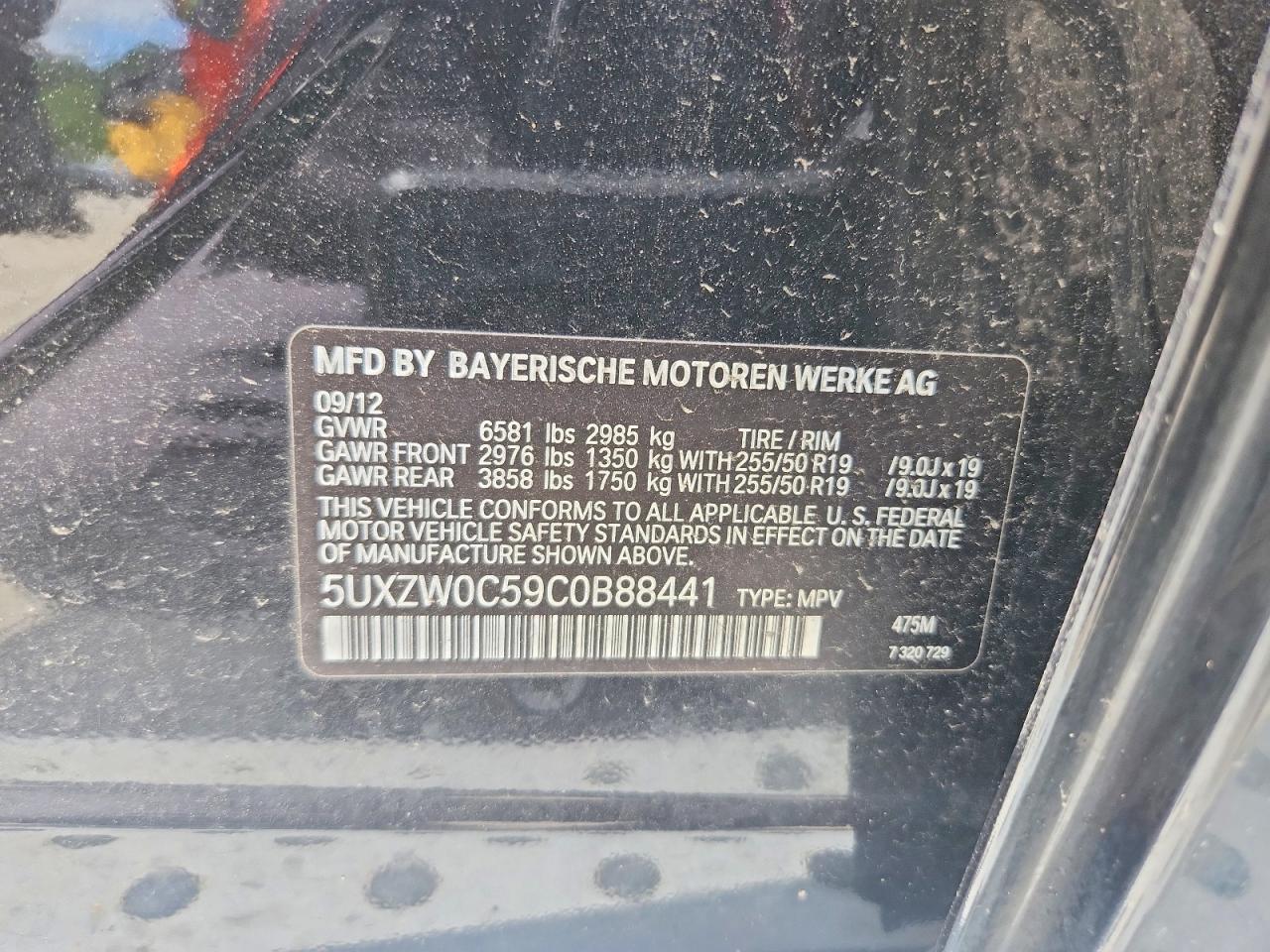 2012 Bmw X5 Xdrive35d Black vin: 5UXZW0C59C0B88441