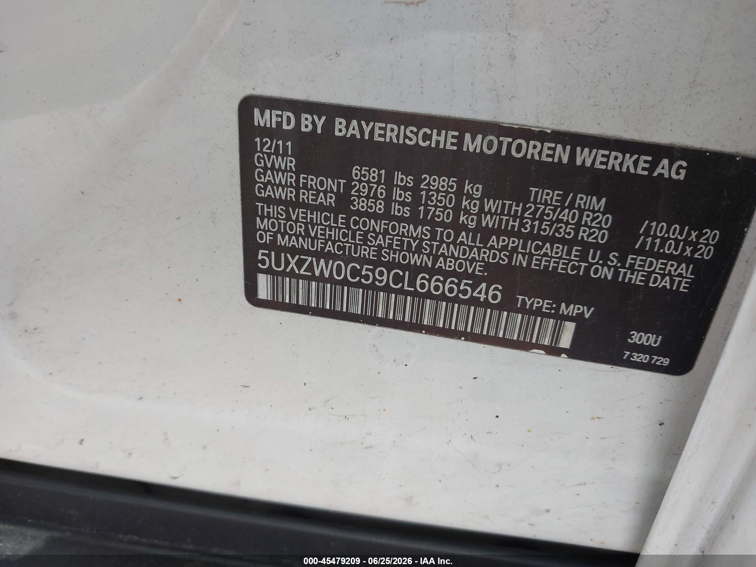 2012 Bmw X5 Xdrive35d White vin: 5UXZW0C59CL666546