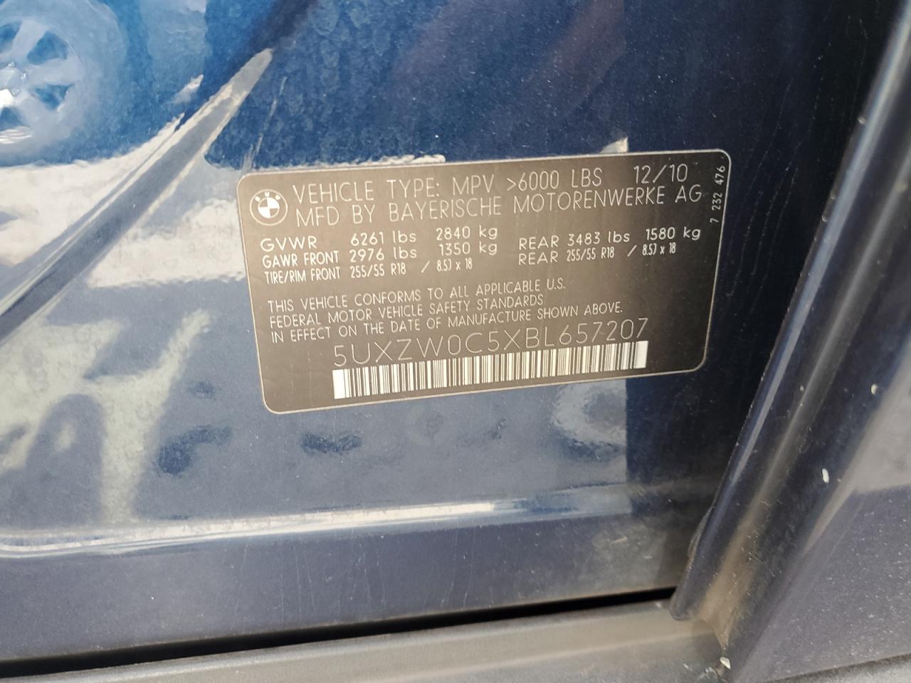 2011 Bmw X5 Xdrive35d Blue vin: 5UXZW0C5XBL657207