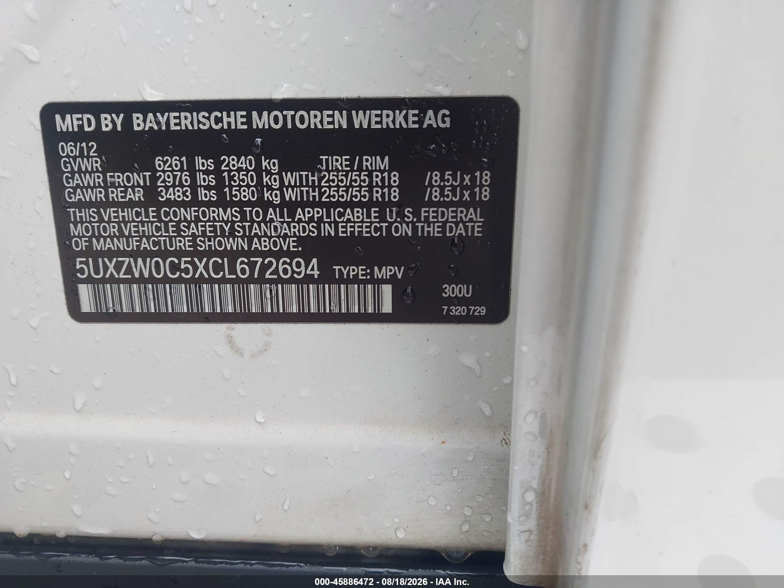 2012 Bmw X5 Xdrive35d White vin: 5UXZW0C5XCL672694
