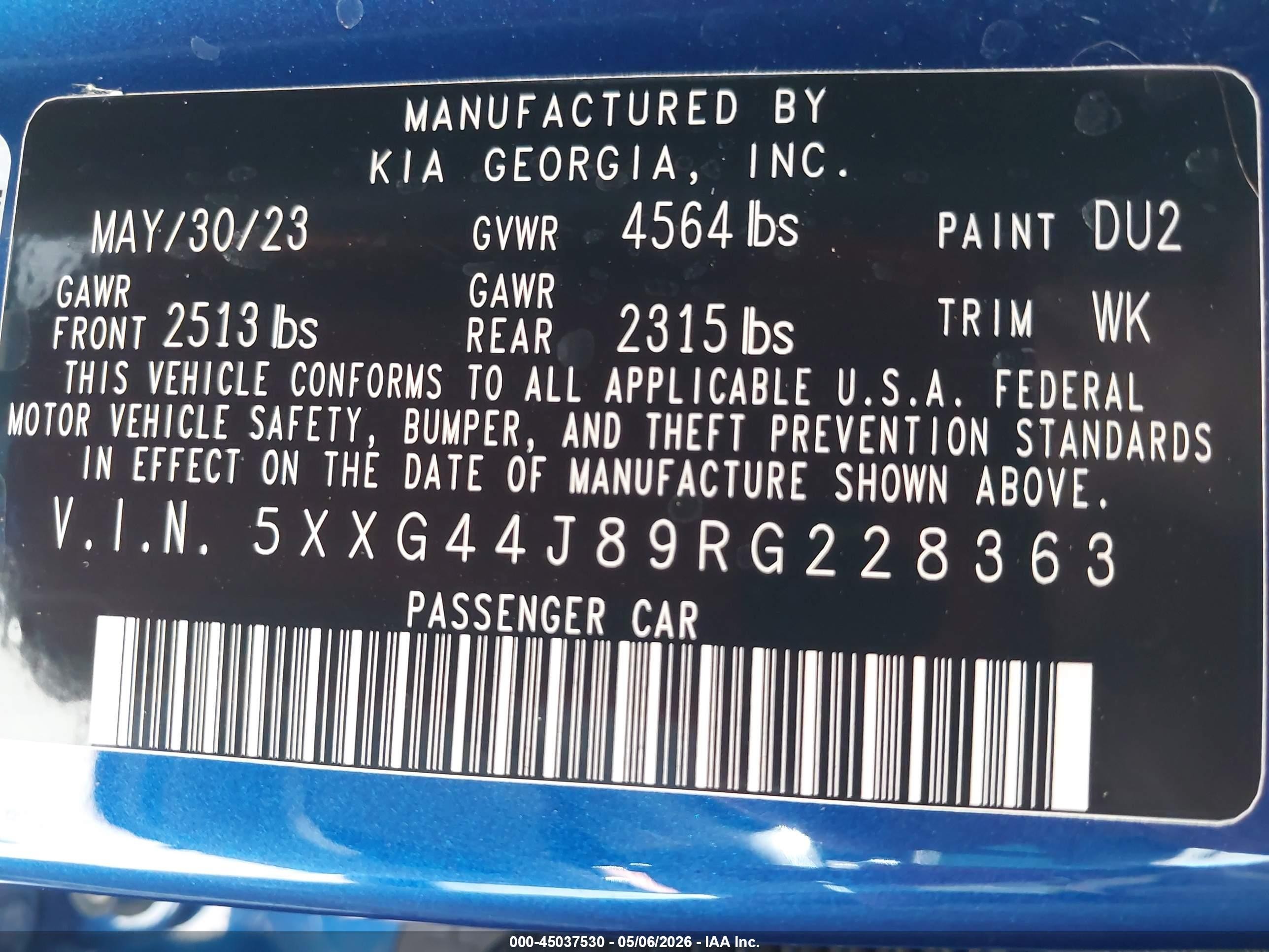 2024 Kia K5 Gt Blue vin: 5XXG44J89RG228363