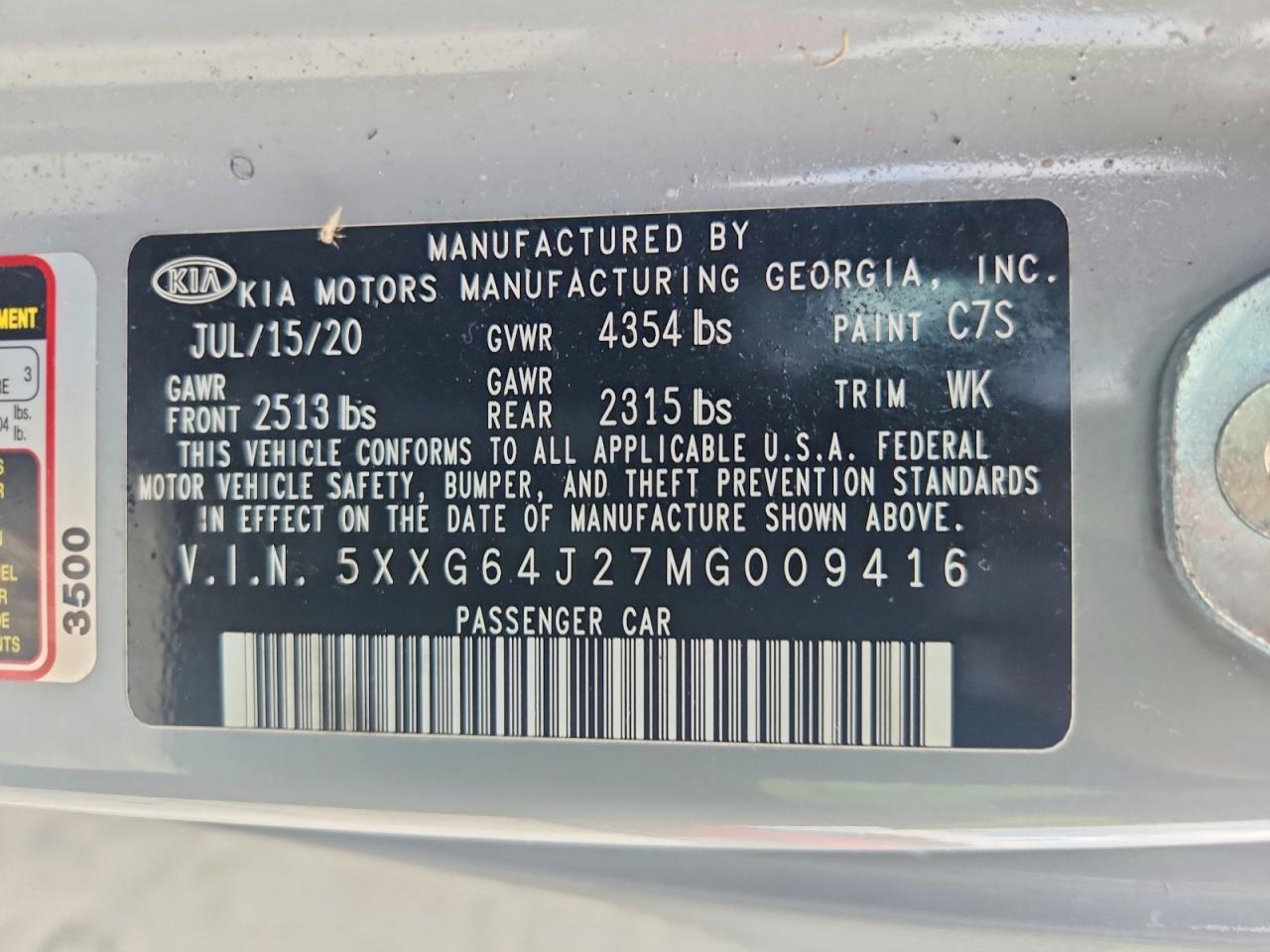 2021 Kia K5 Gt Line Gray vin: 5XXG64J27MG009416