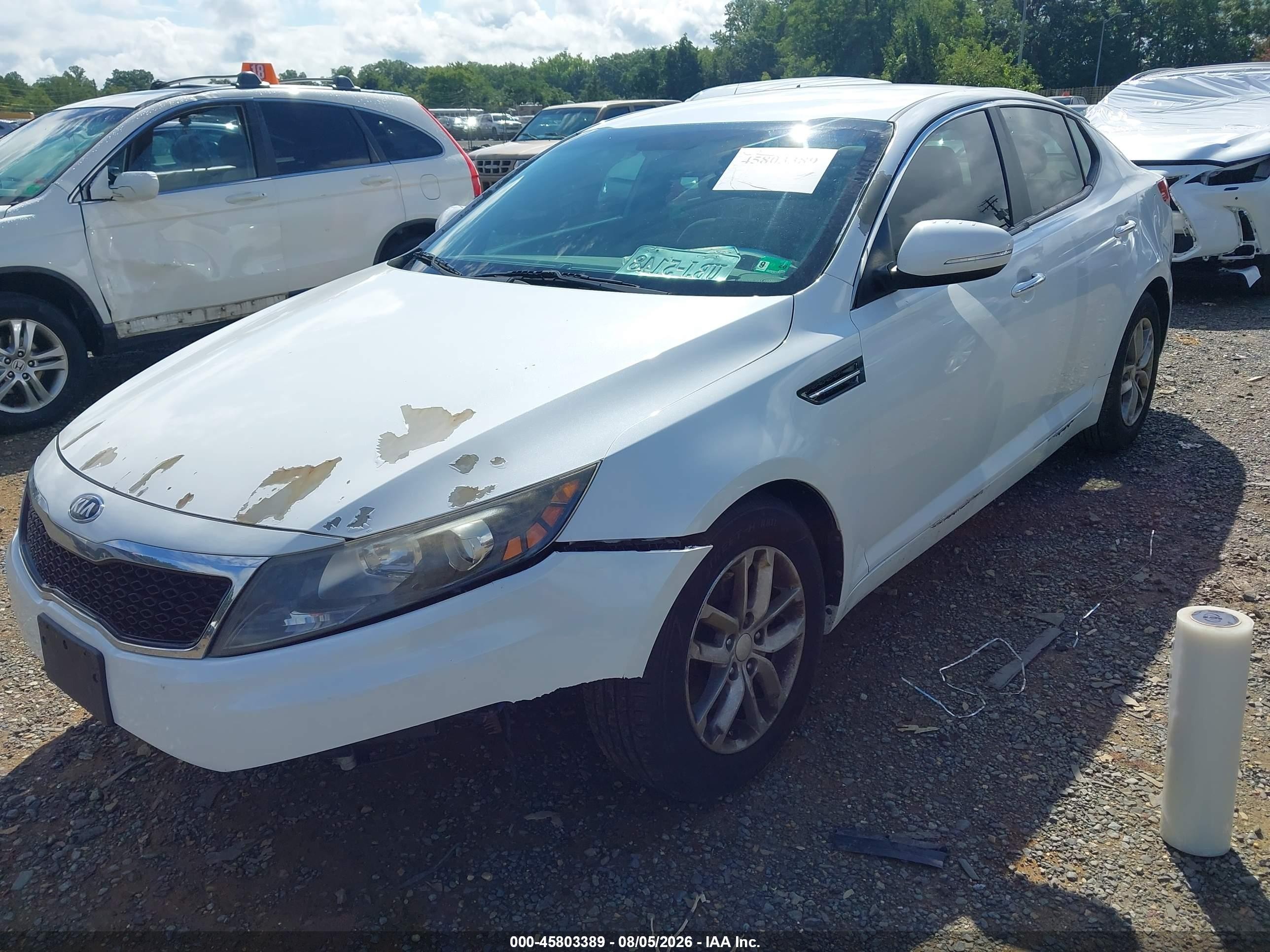 2013 Kia Optima Lx White vin: 5XXGM4A70DG253443