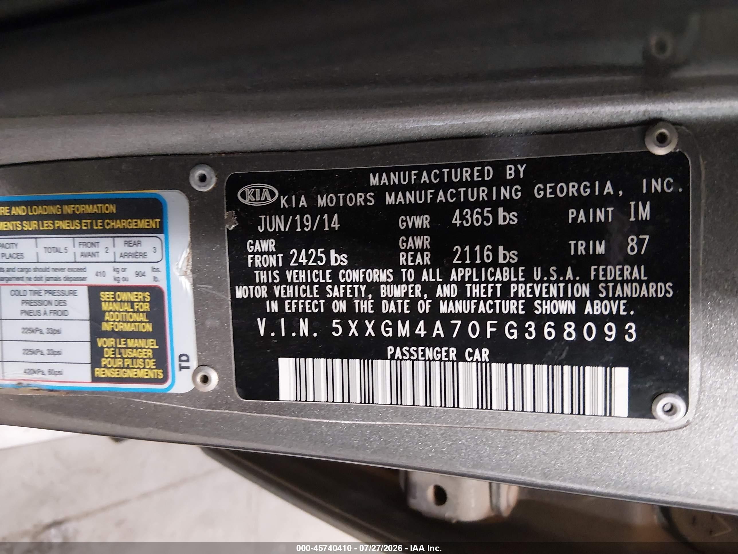 2015 Kia Optima Lx Gray vin: 5XXGM4A70FG368093