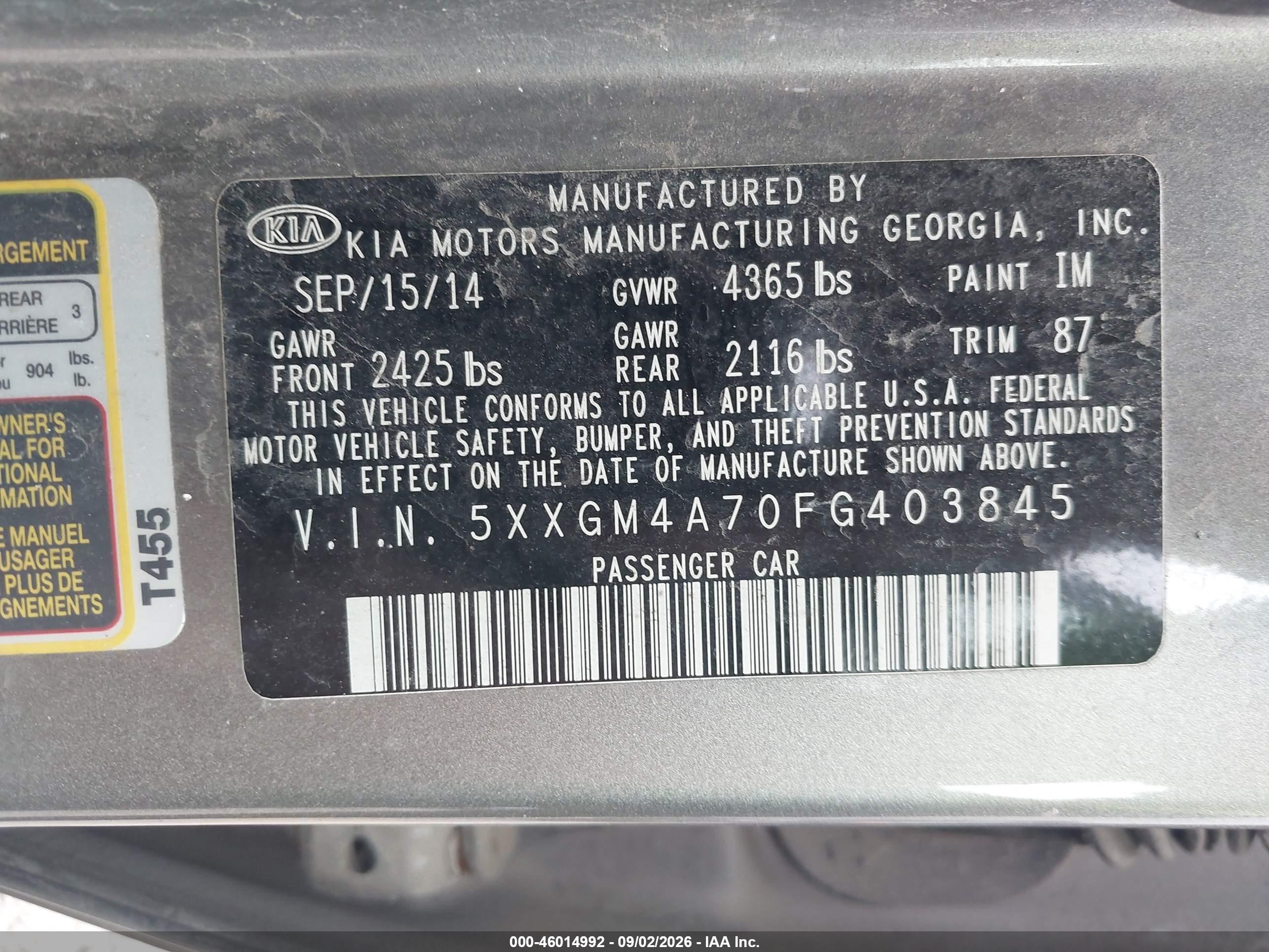 2015 Kia Optima Lx Gray vin: 5XXGM4A70FG403845
