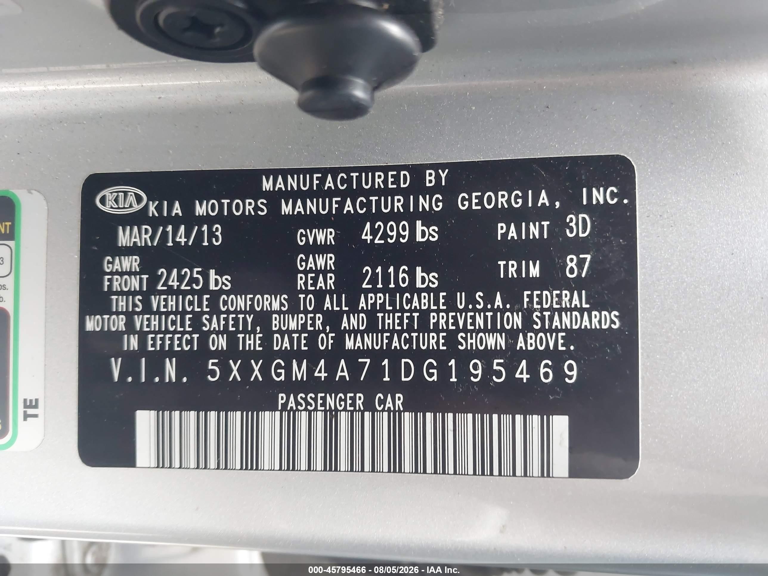 2013 Kia Optima Lx Silver vin: 5XXGM4A71DG195469