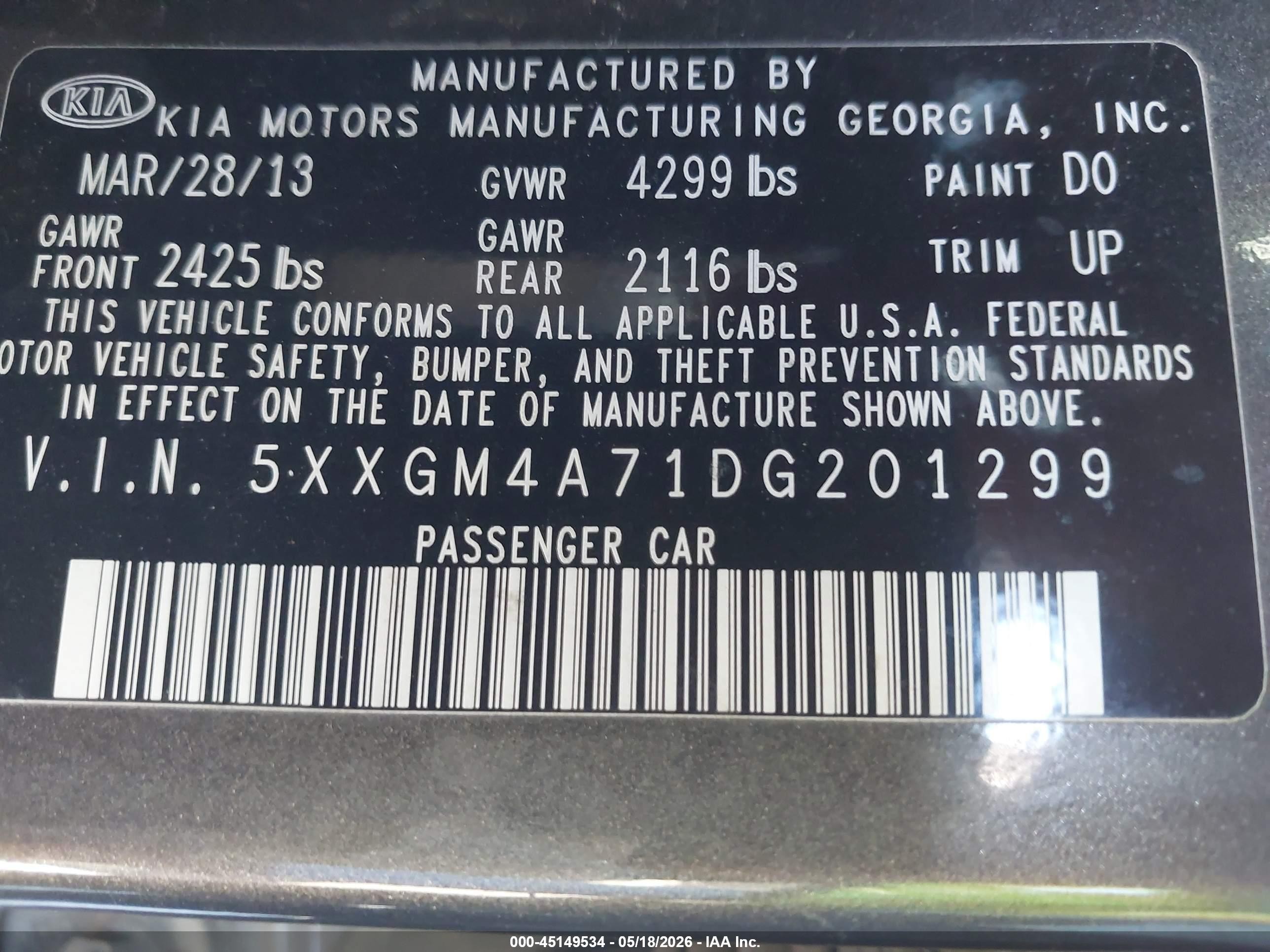2013 Kia Optima Lx Brown vin: 5XXGM4A71DG201299