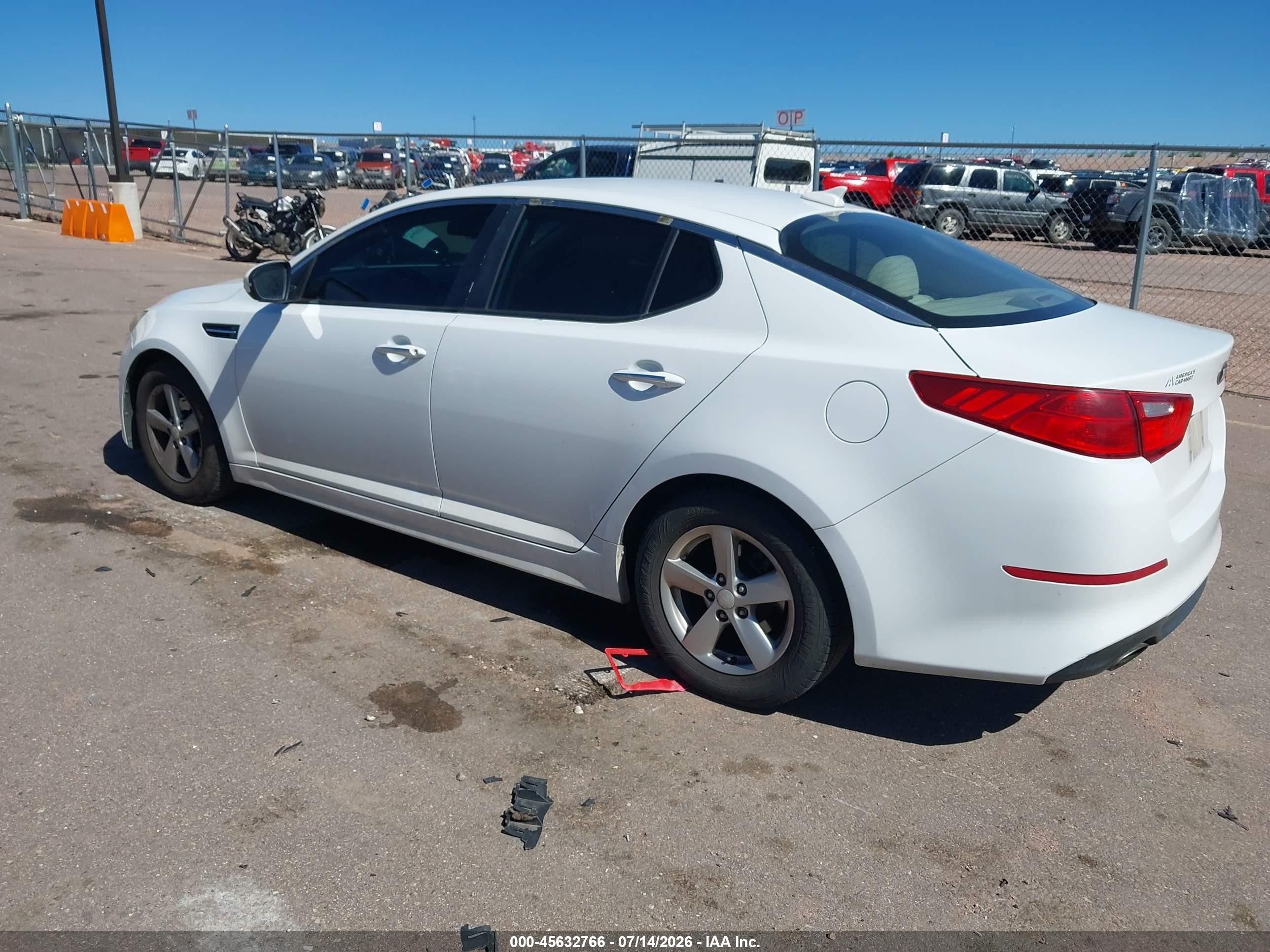 2015 Kia Optima Lx White vin: 5XXGM4A71FG366580