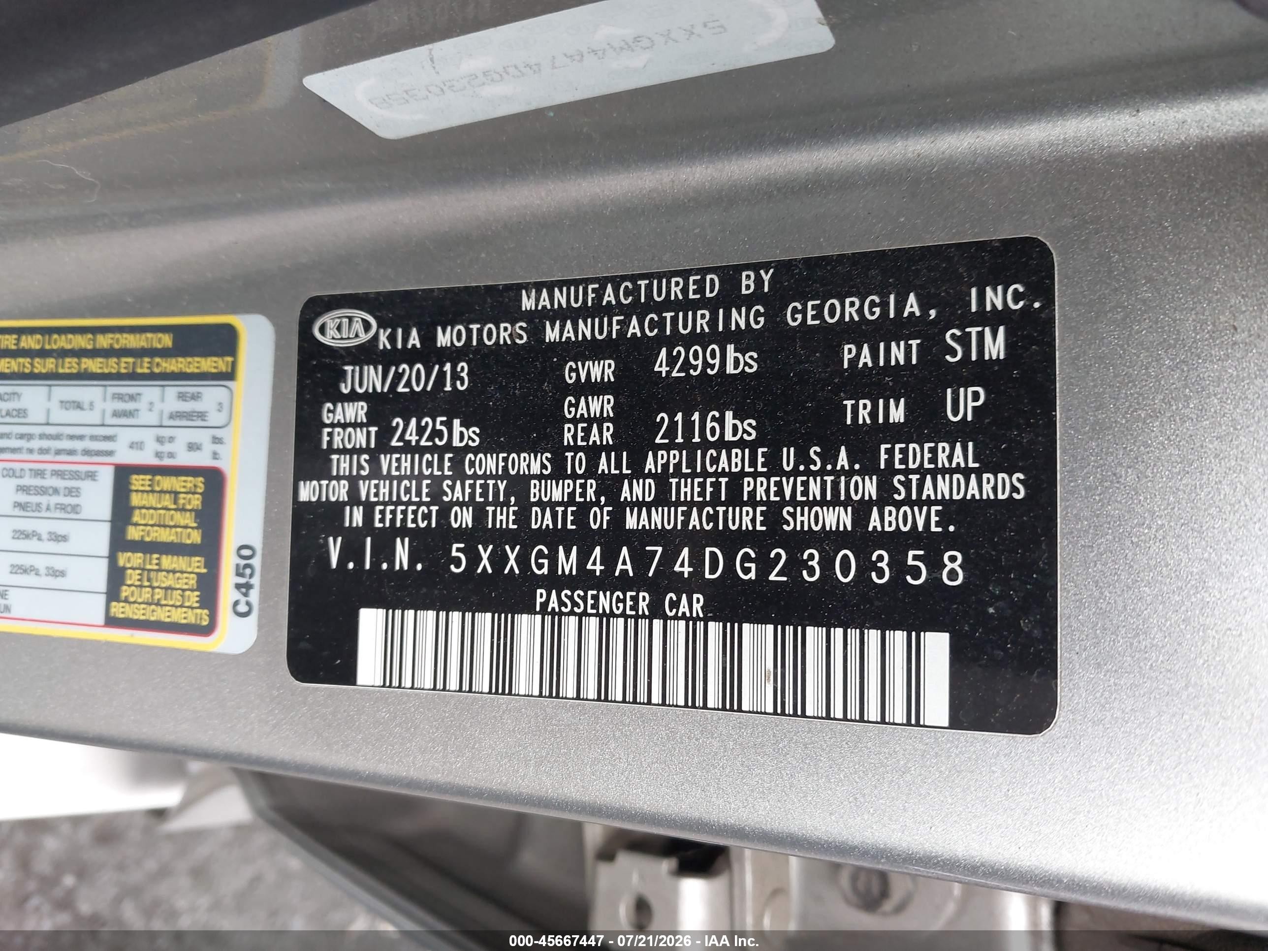 2013 Kia Optima Lx Silver vin: 5XXGM4A74DG230358