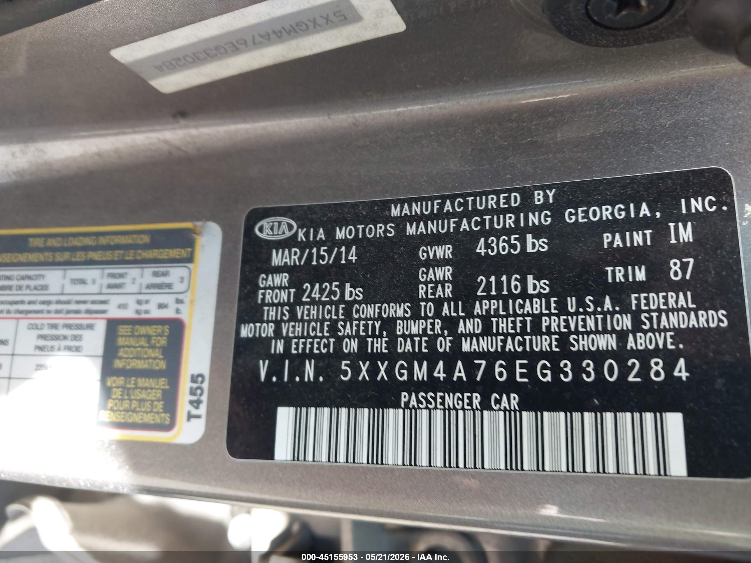 2014 Kia Optima Lx Gray vin: 5XXGM4A76EG330284
