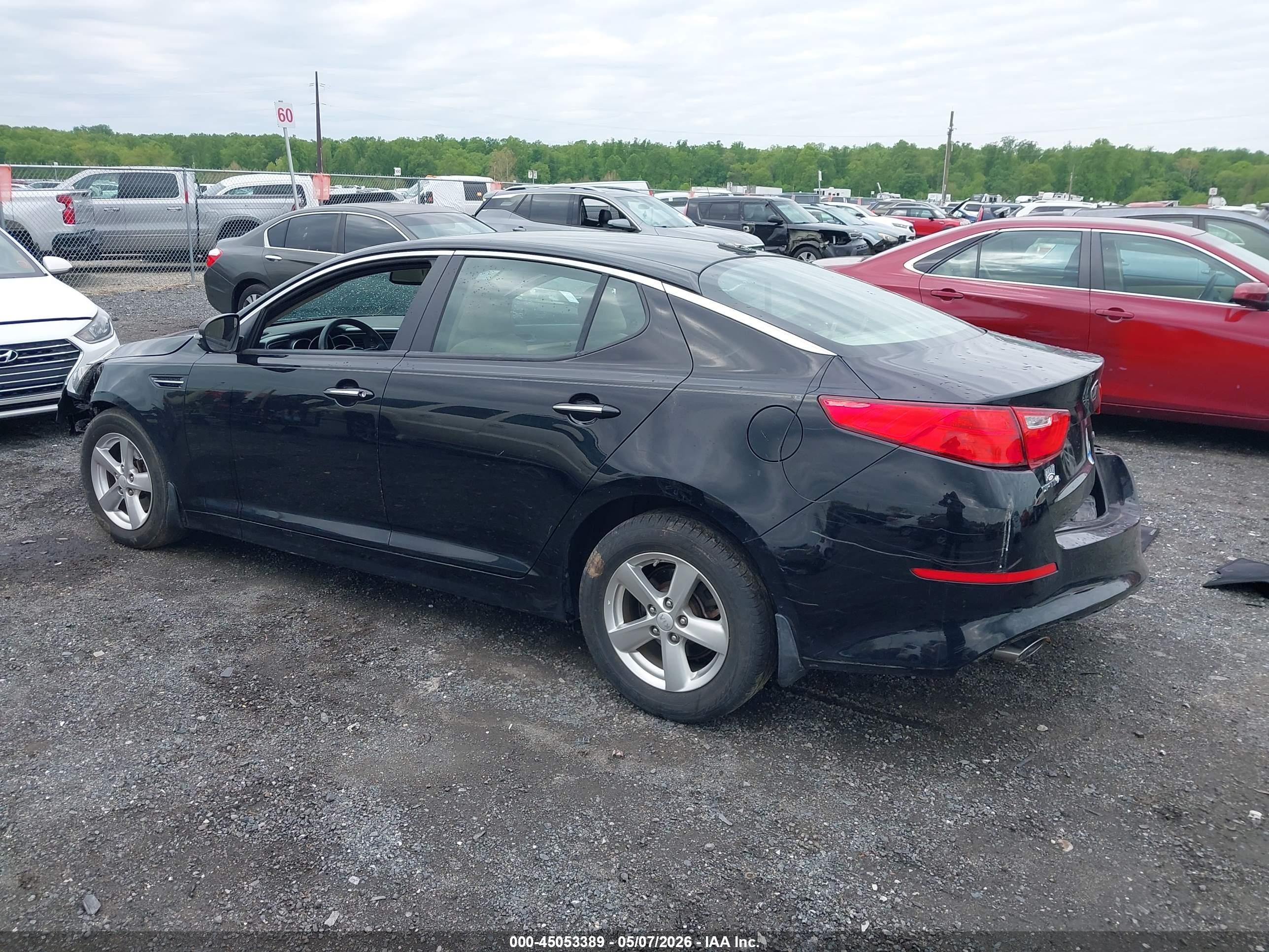 2015 Kia Optima Lx Black vin: 5XXGM4A76FG480736