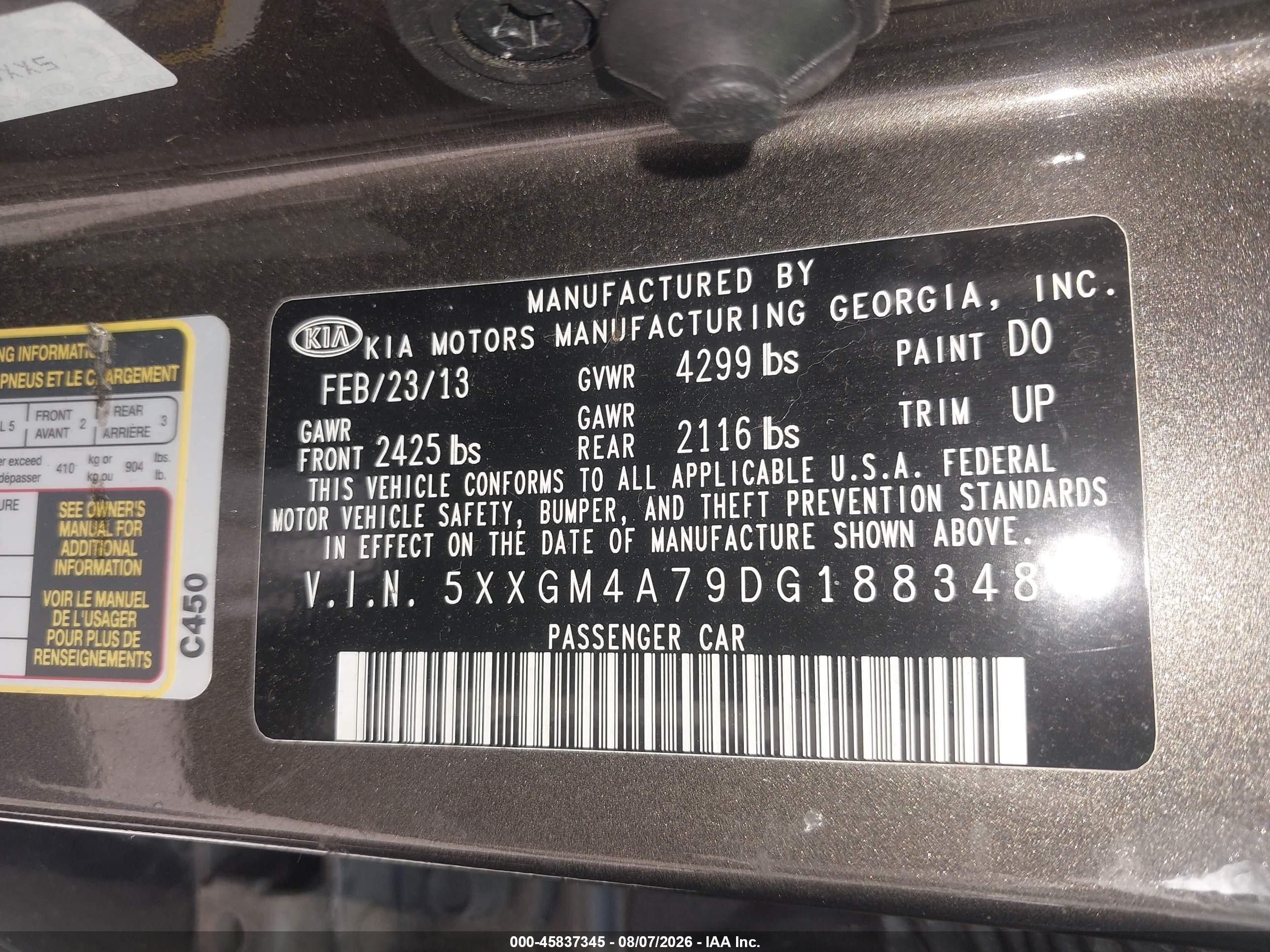 2013 Kia Optima Lx Brown vin: 5XXGM4A79DG188348