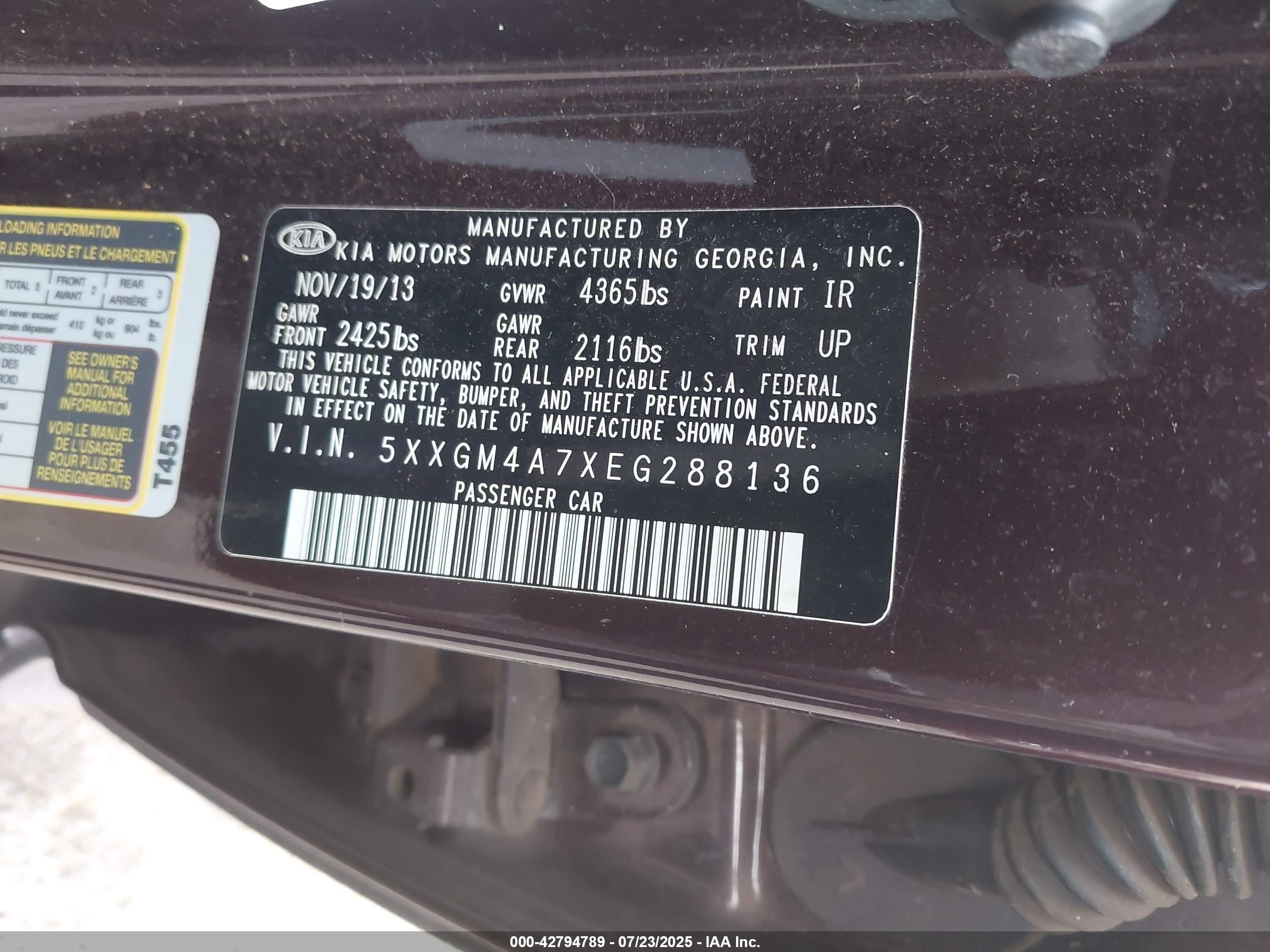 2014 Kia Optima Lx Темно-бордовый vin: 5XXGM4A7XEG288136