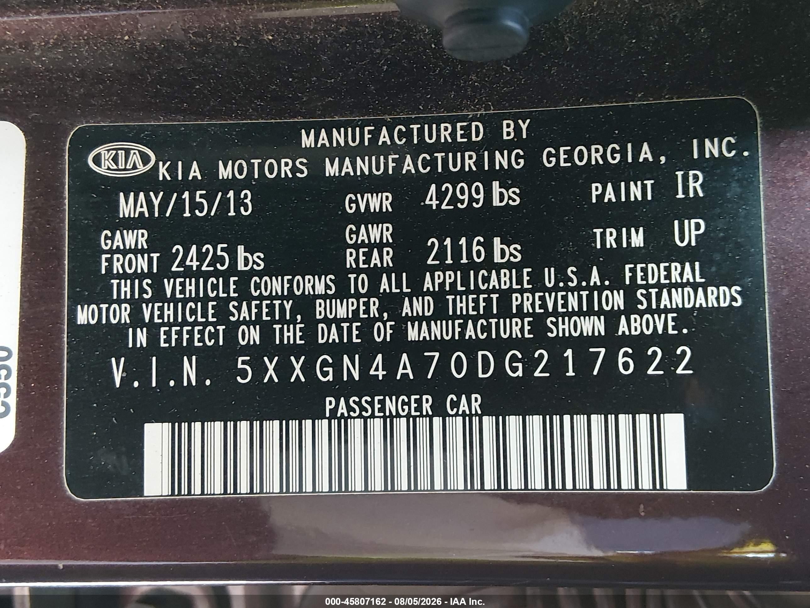 2013 Kia Optima Ex Maroon vin: 5XXGN4A70DG217622