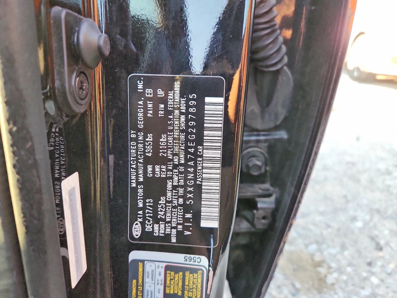 2014 Kia Optima Ex Black vin: 5XXGN4A74EG297895
