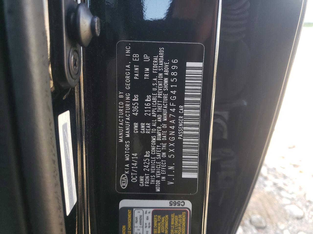 2015 Kia Optima Ex Black vin: 5XXGN4A74FG415896