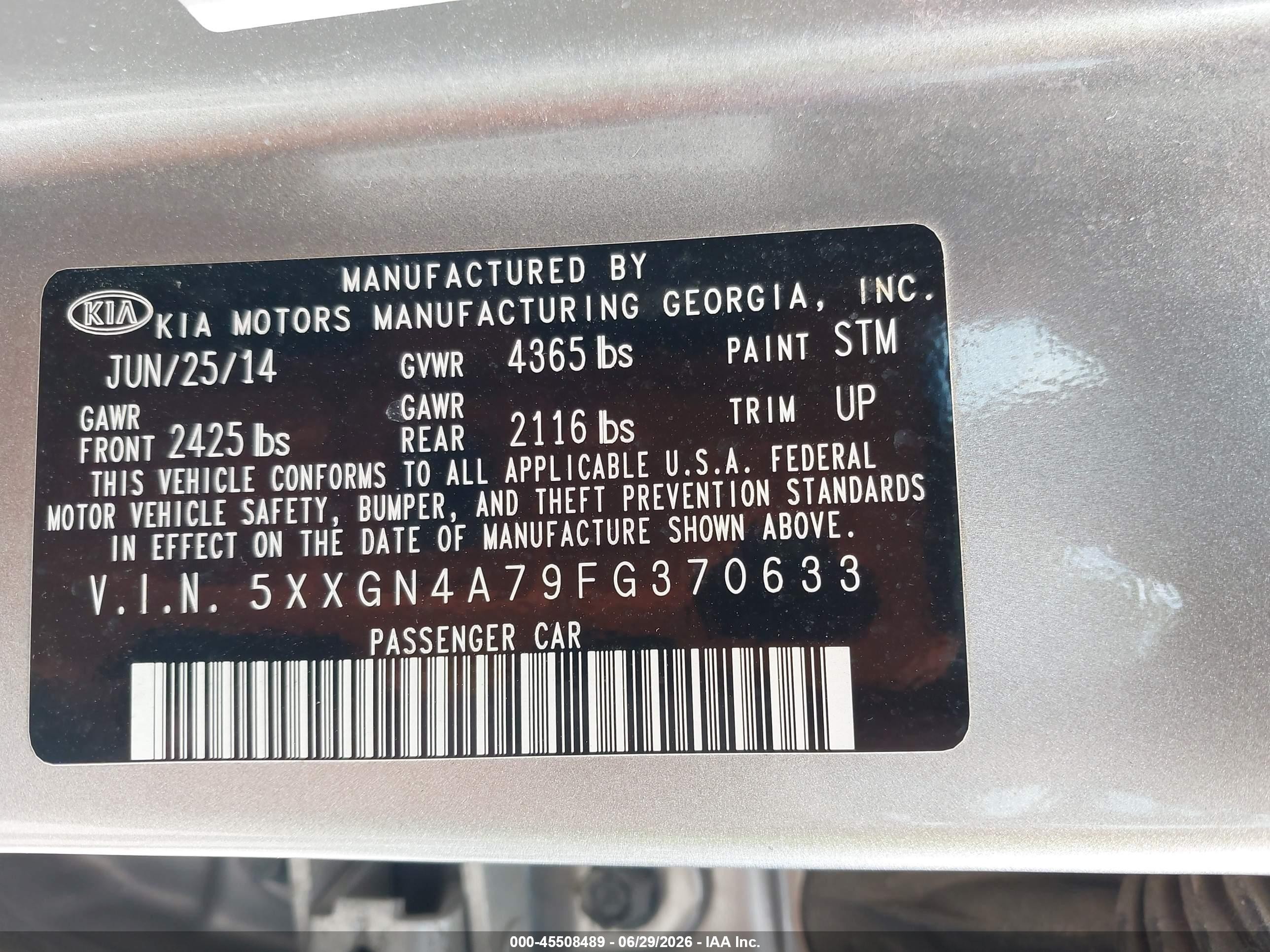 2015 Kia Optima Ex Silver vin: 5XXGN4A79FG370633