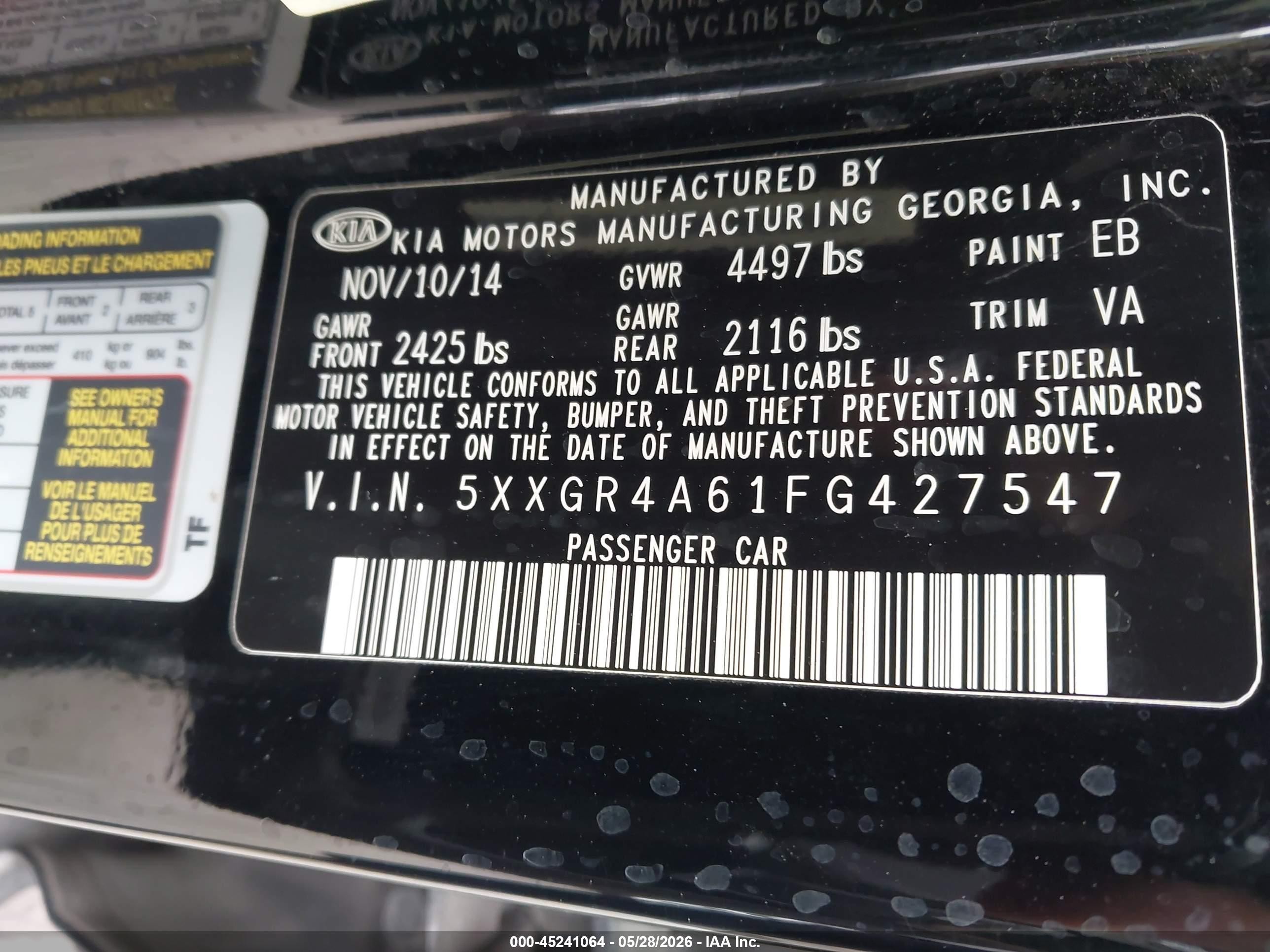 2015 Kia Optima Sxl Turbo Black vin: 5XXGR4A61FG427547