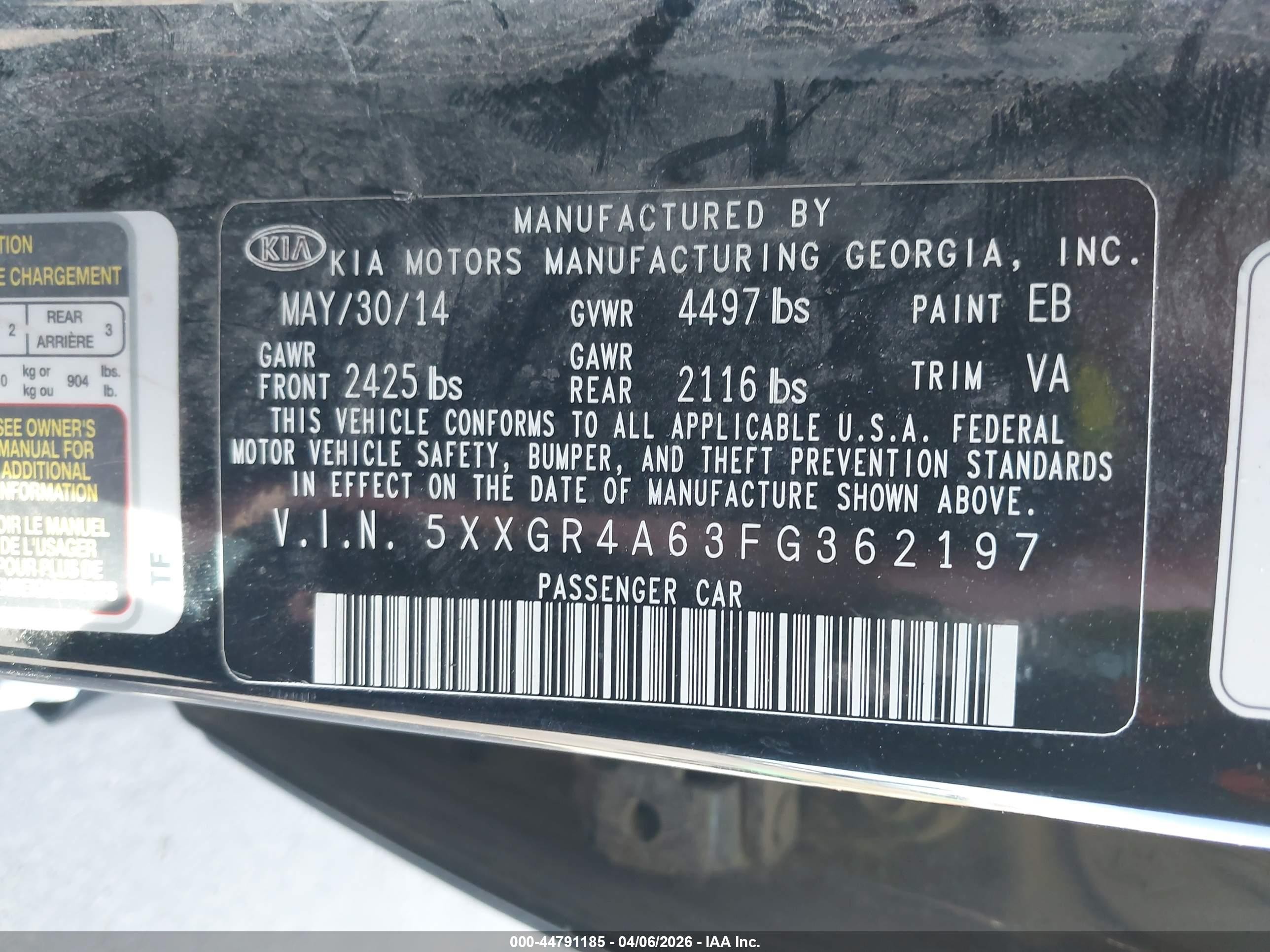 2015 Kia Optima Sxl Turbo Black vin: 5XXGR4A63FG362197