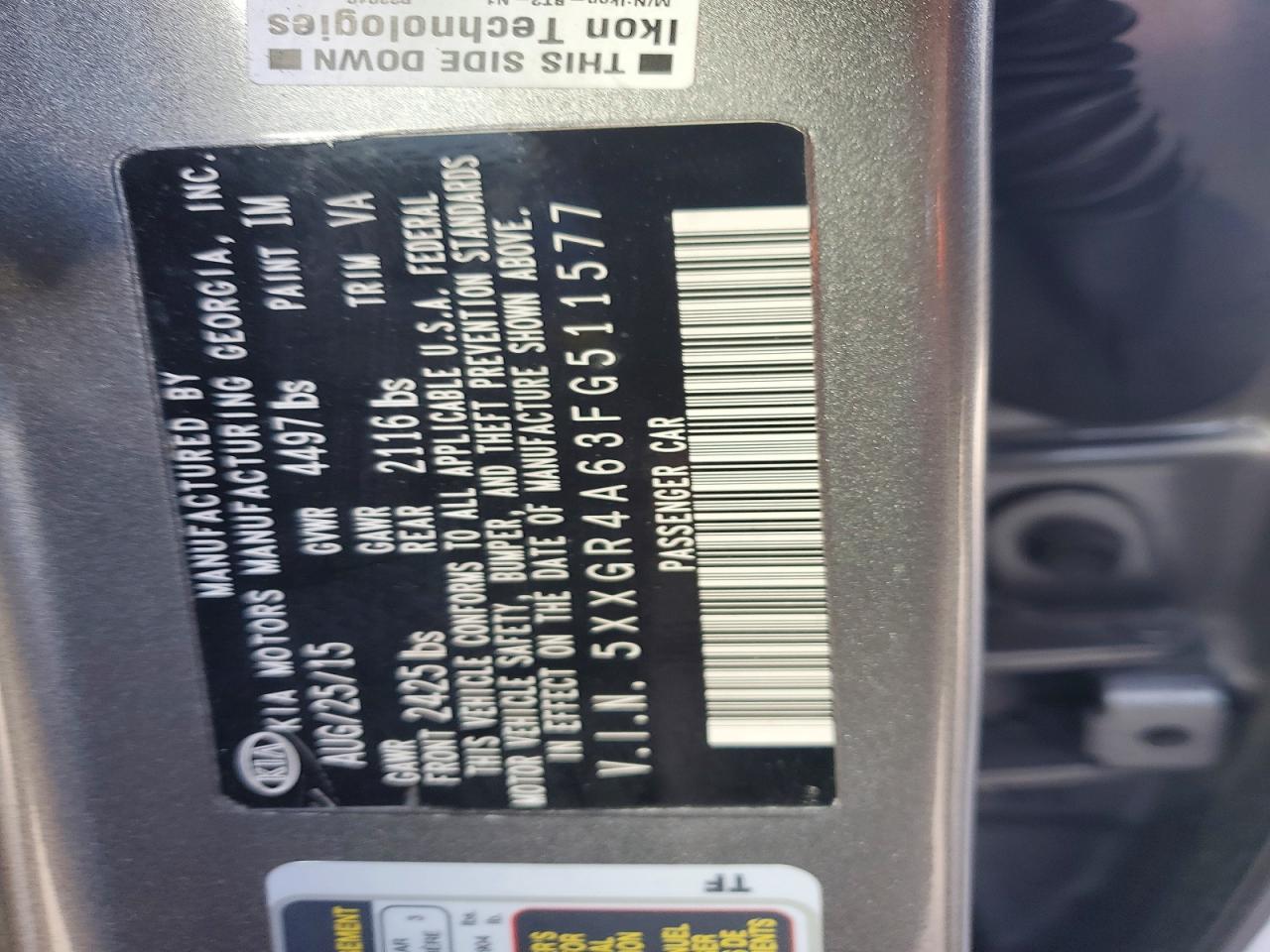 2015 Kia Optima Sx Gray vin: 5XXGR4A63FG511577