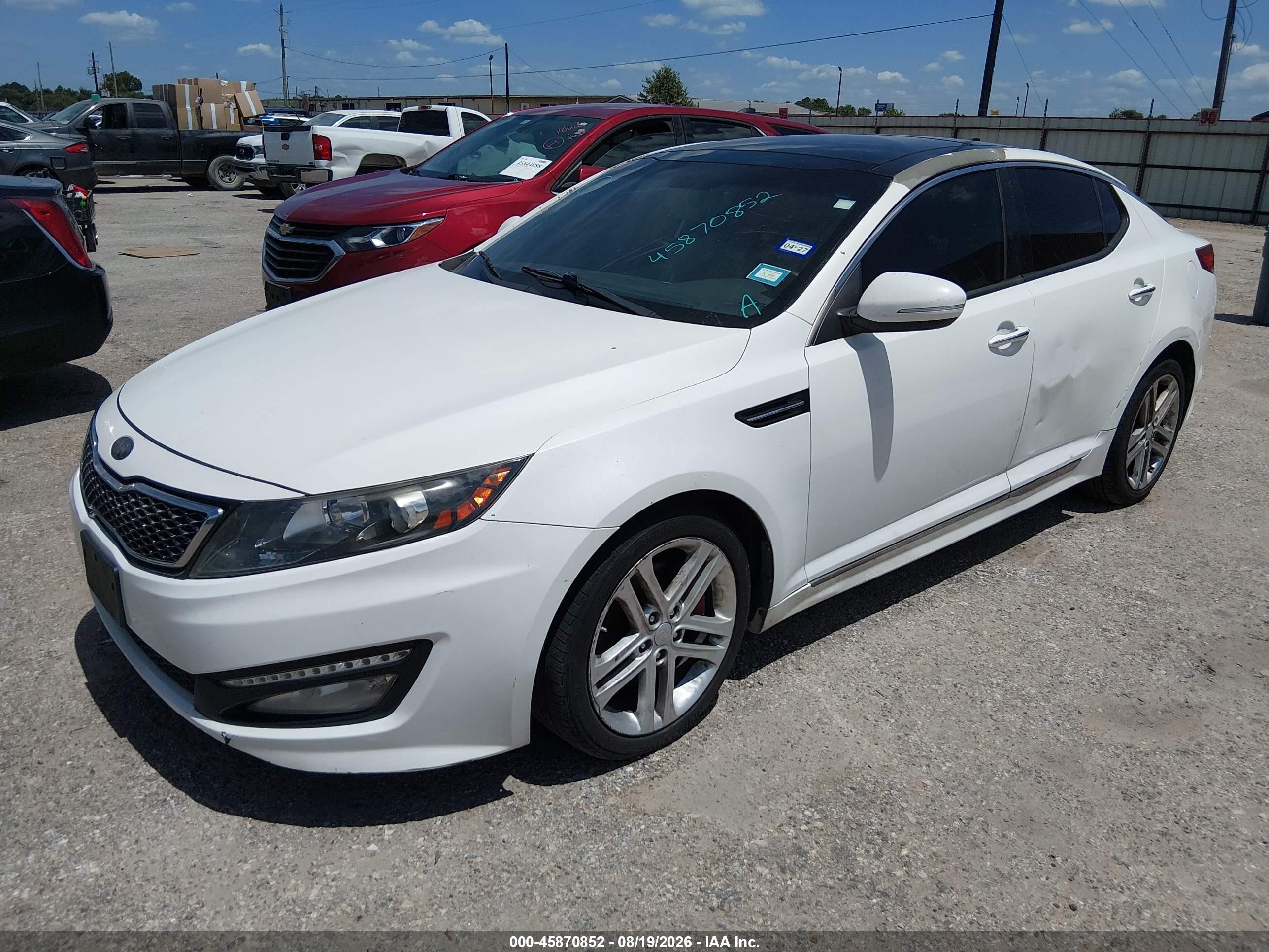 2013 Kia Optima Sx White vin: 5XXGR4A64DG177413