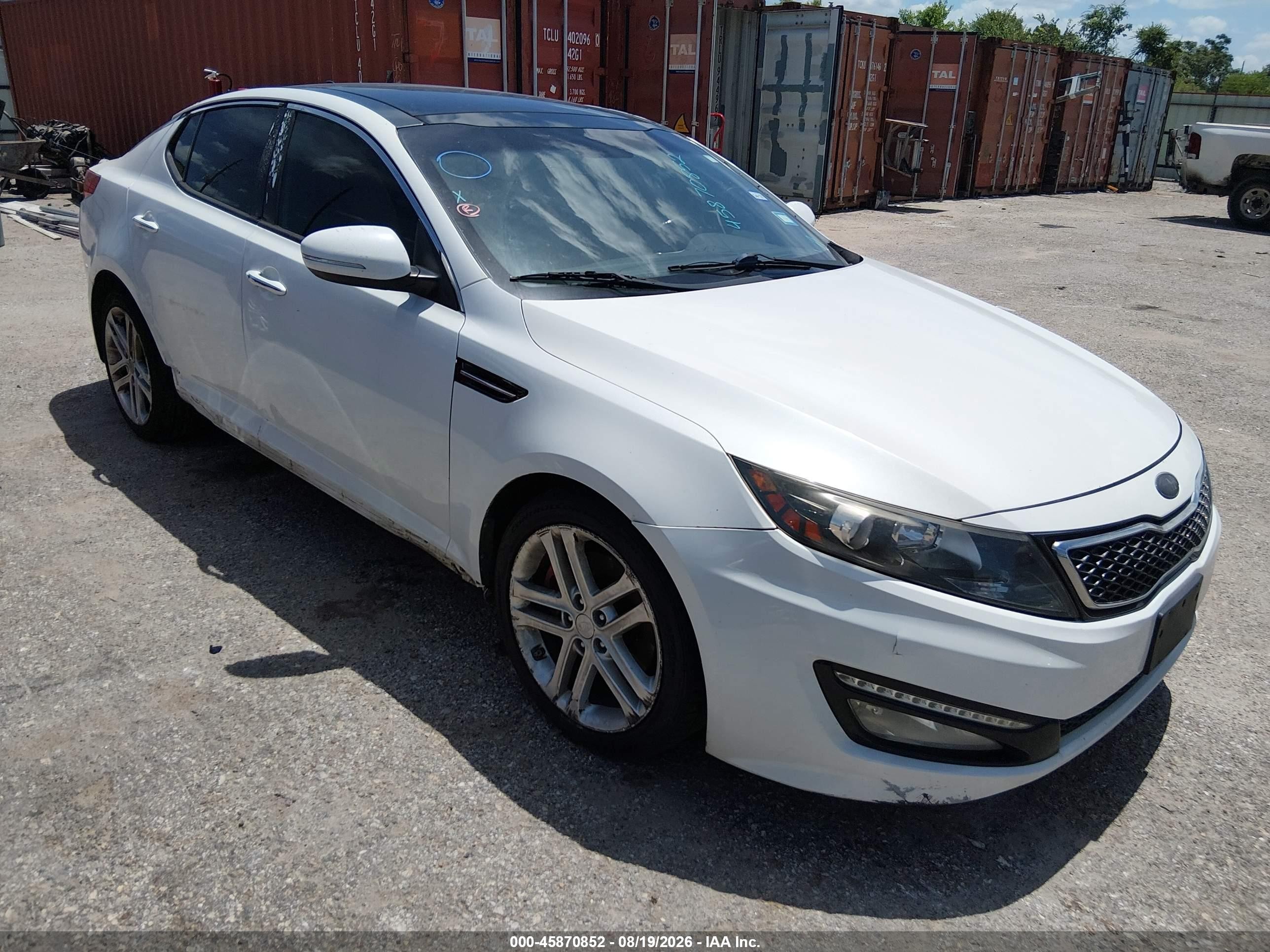 2013 Kia Optima Sx White vin: 5XXGR4A64DG177413