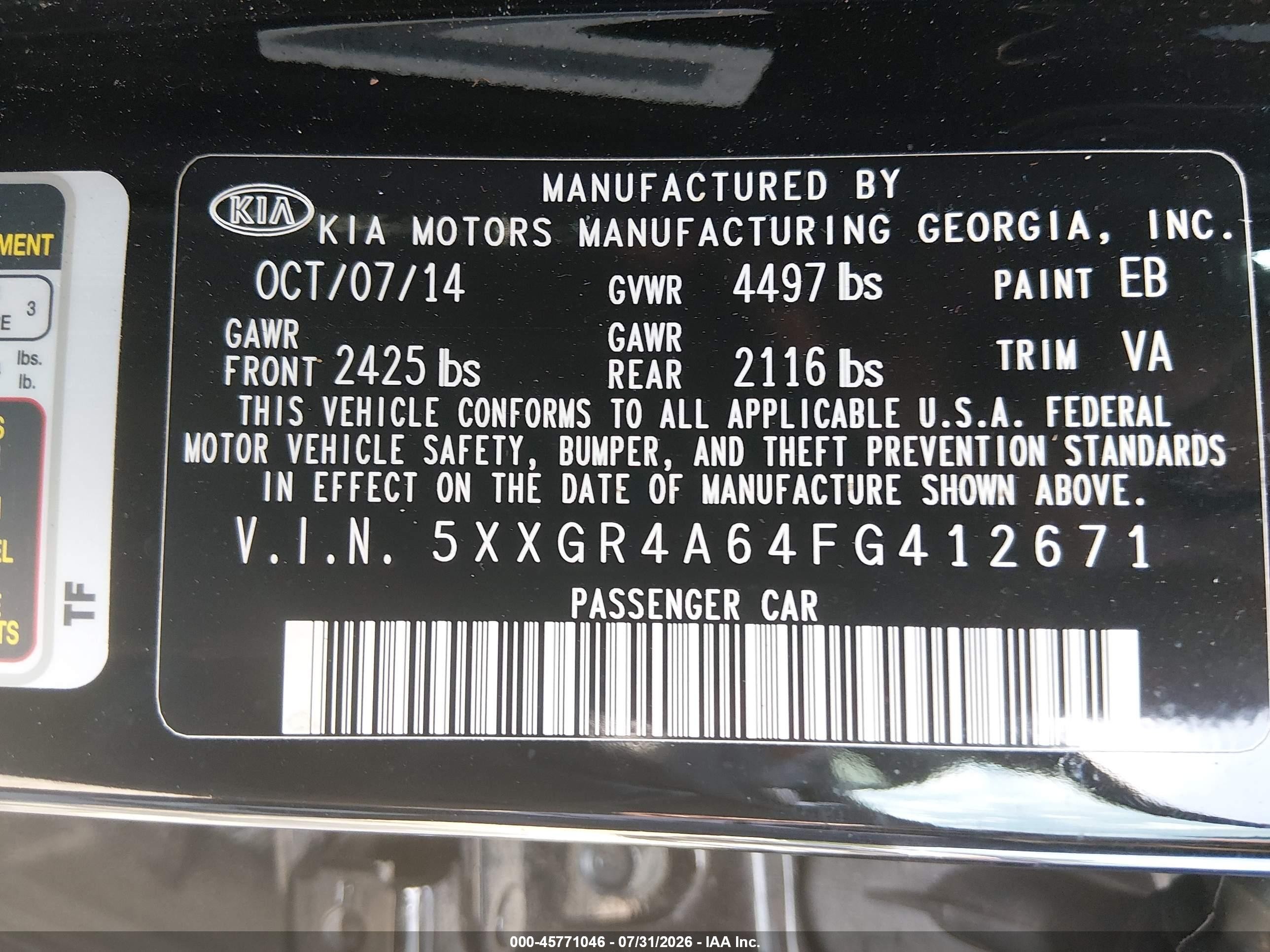 2015 Kia Optima Sx Turbo Black vin: 5XXGR4A64FG412671
