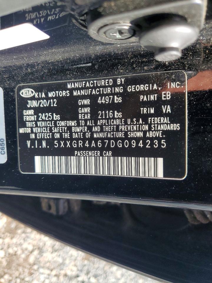 2013 Kia Optima Sx Black vin: 5XXGR4A67DG094235