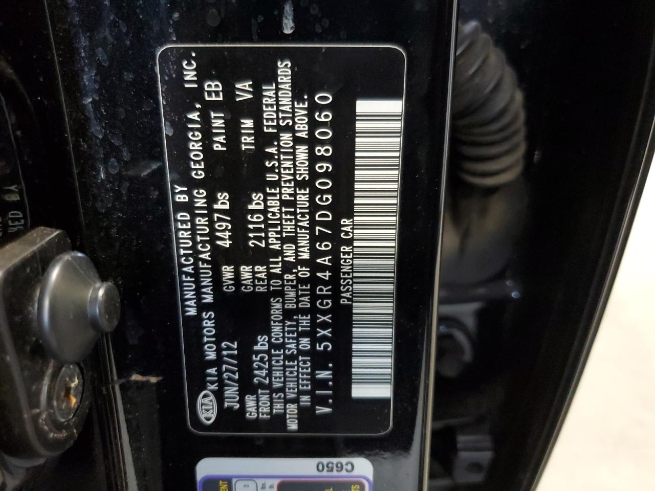 2013 Kia Optima Sx Black vin: 5XXGR4A67DG098060