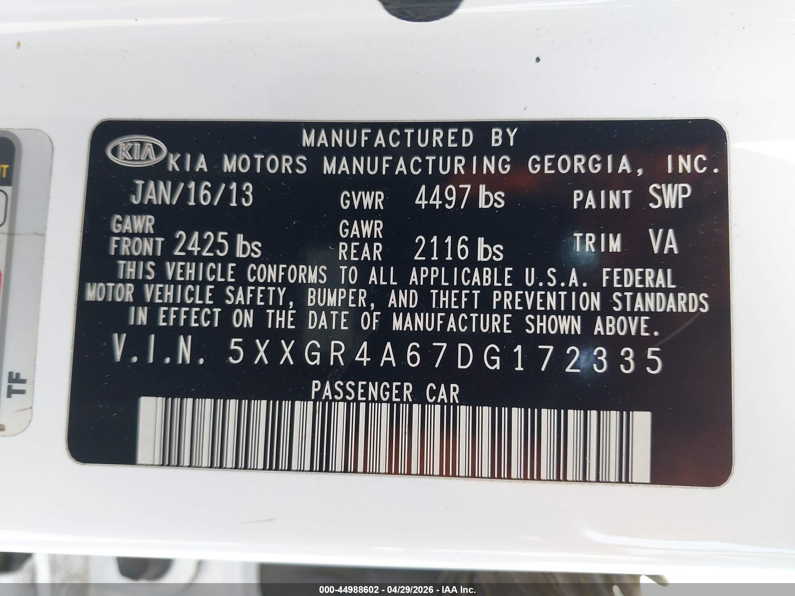 2013 Kia Optima Sx Белый vin: 5XXGR4A67DG172335