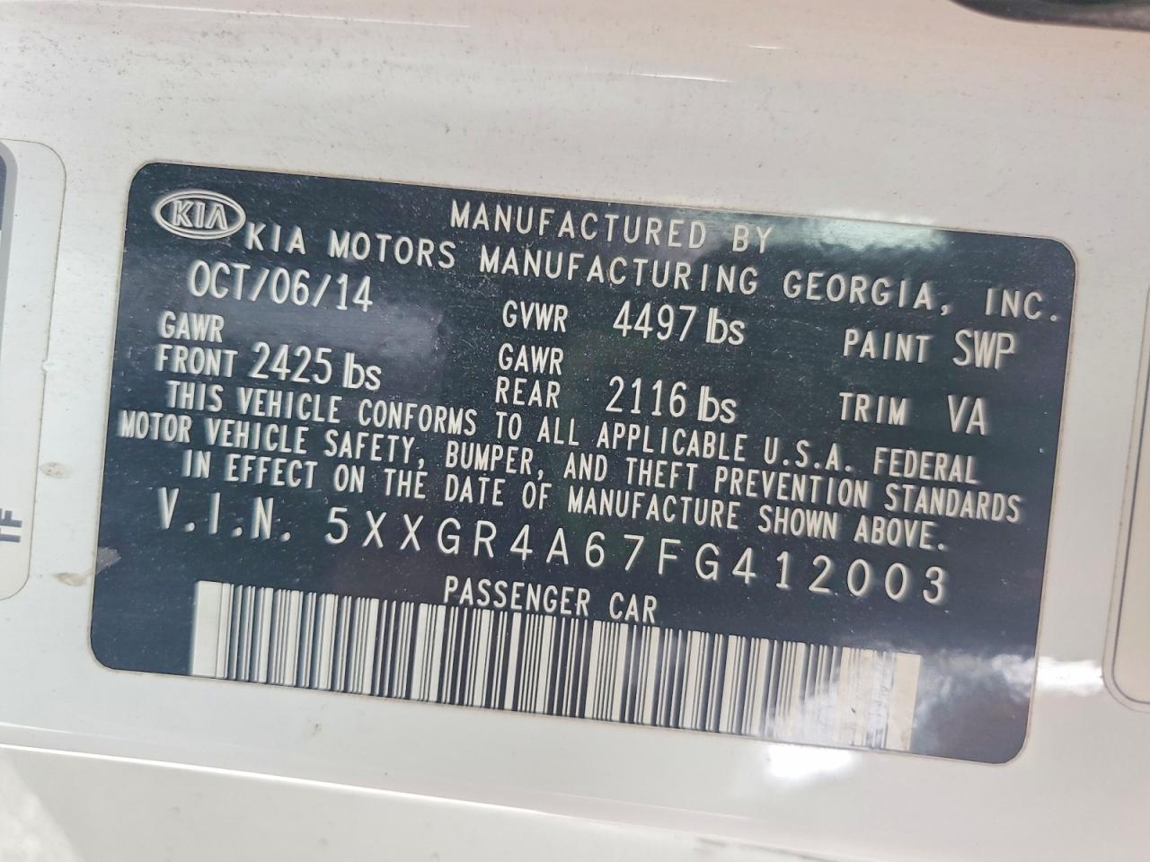 2015 Kia Optima Sx Белый vin: 5XXGR4A67FG412003