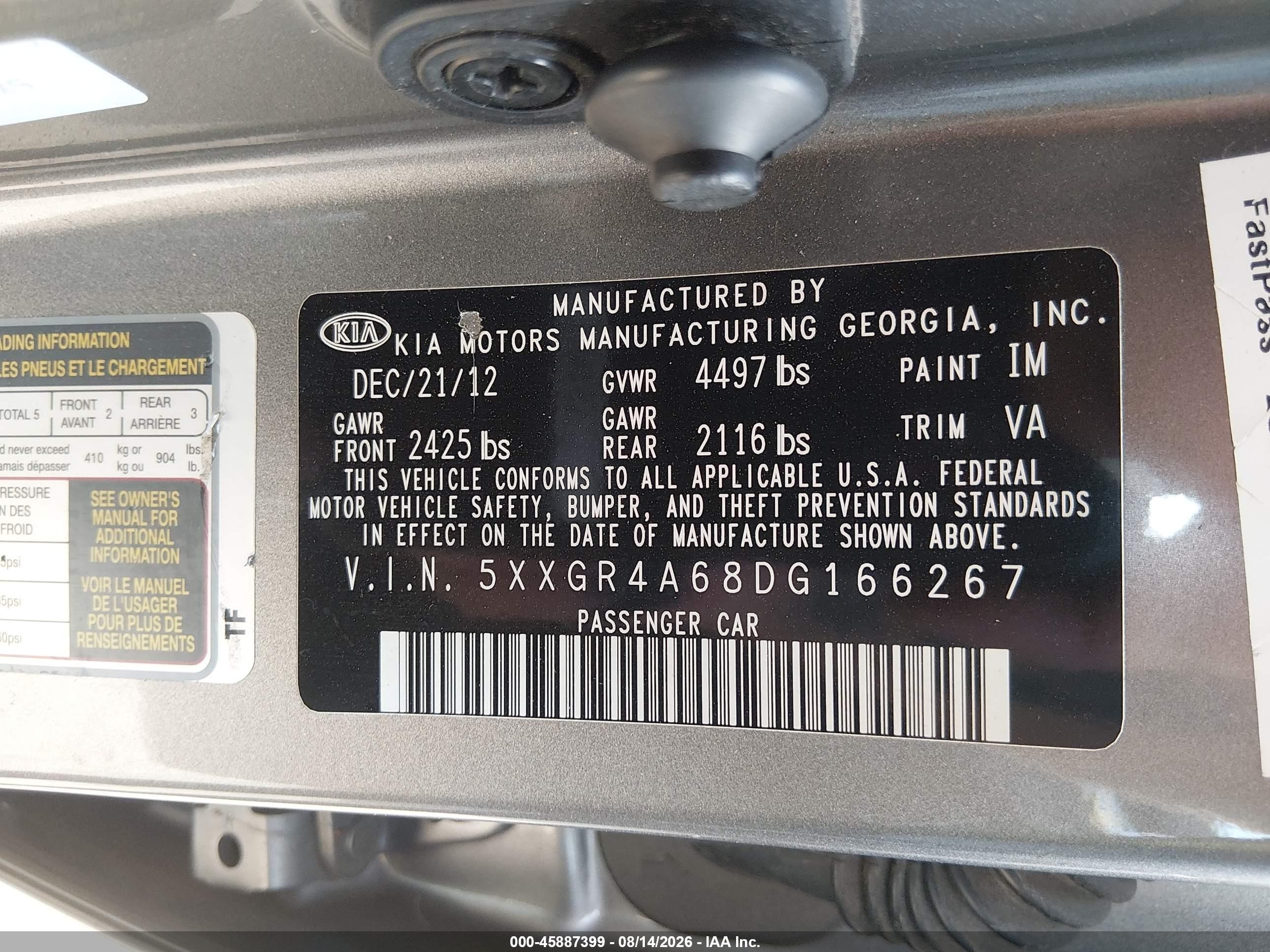2013 Kia Optima Sx Gray vin: 5XXGR4A68DG166267