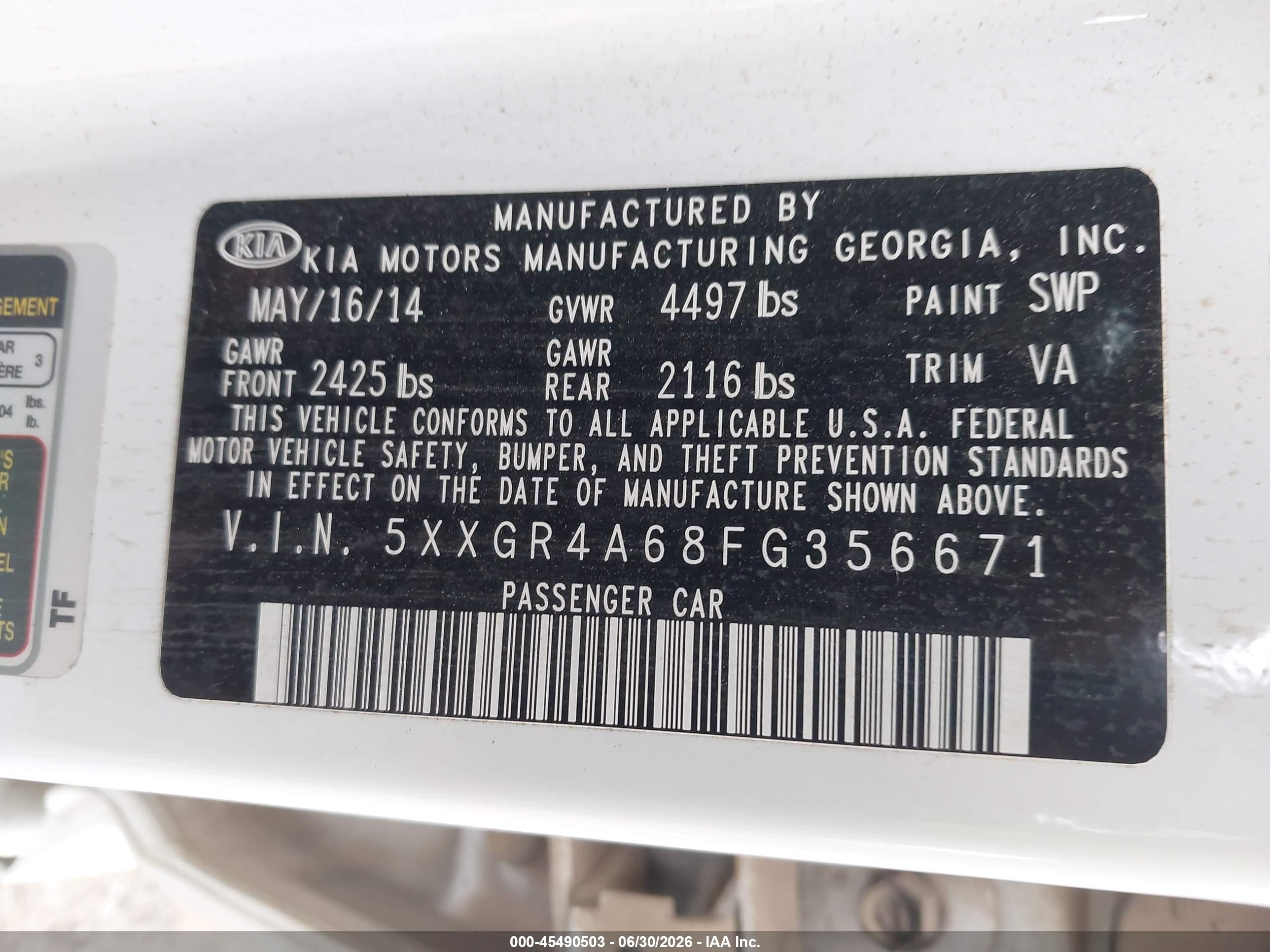 2015 Kia Optima Sx Turbo White vin: 5XXGR4A68FG356671