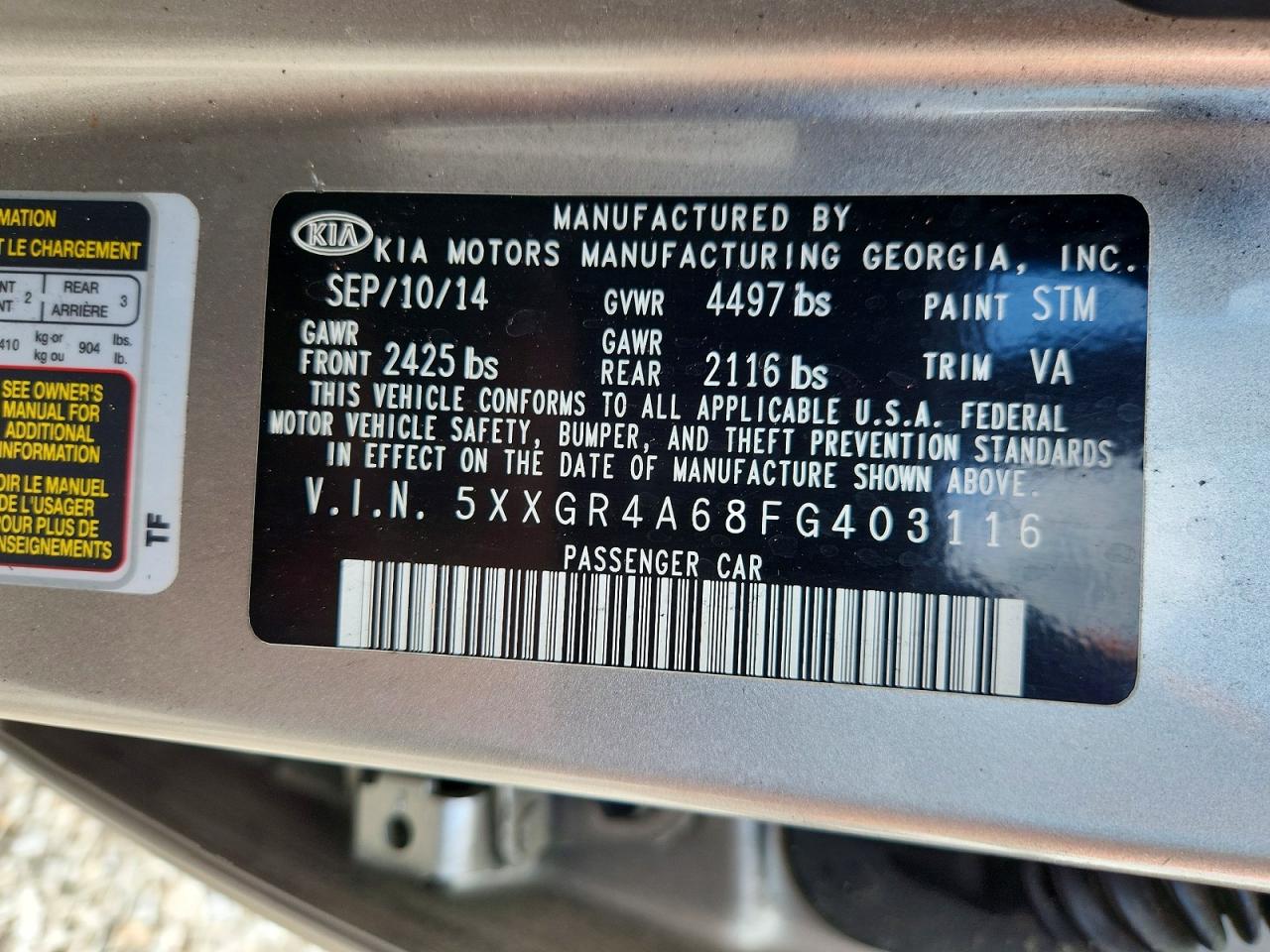 2015 Kia Optima Sx Silver vin: 5XXGR4A68FG403116