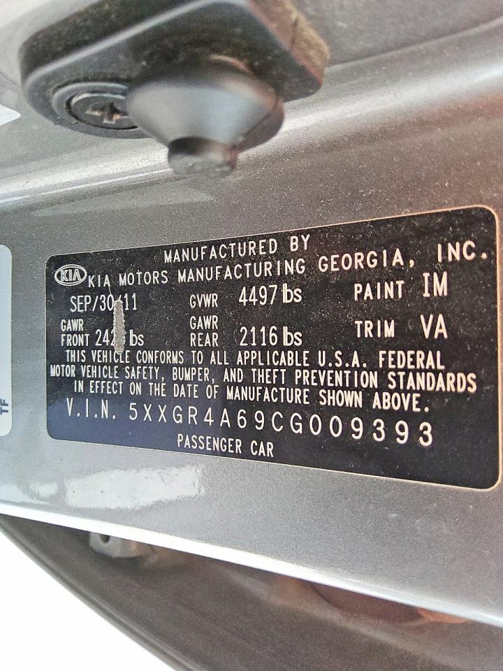 2012 Kia Optima Sx Gray vin: 5XXGR4A69CG009393