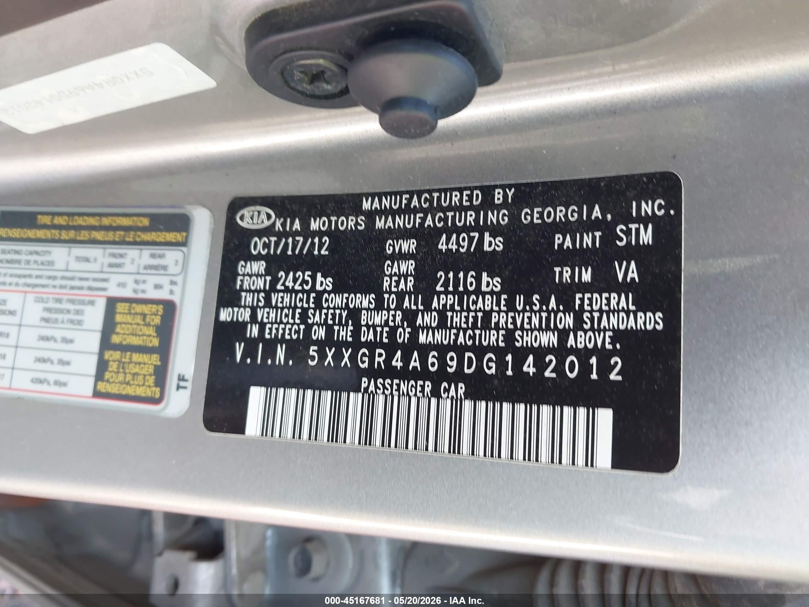 2013 Kia Optima Sx Silver vin: 5XXGR4A69DG142012
