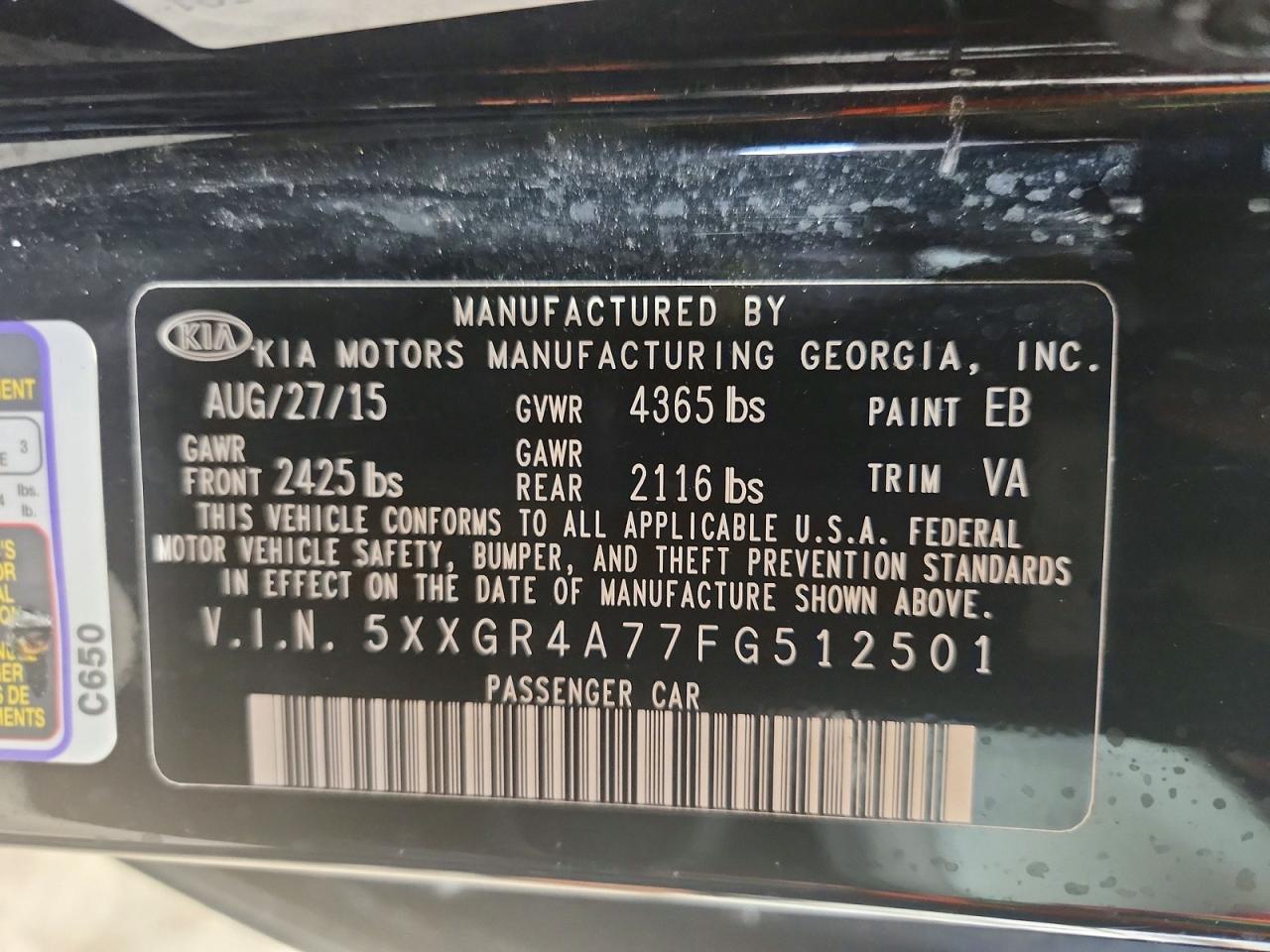 2015 Kia Optima Sx Black vin: 5XXGR4A77FG512501