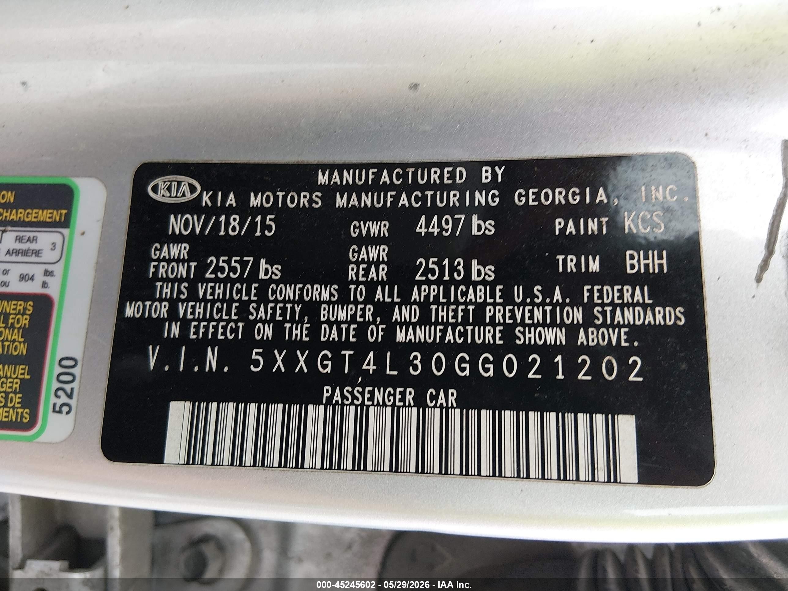 2016 Kia Optima Lx Серебряный vin: 5XXGT4L30GG021202