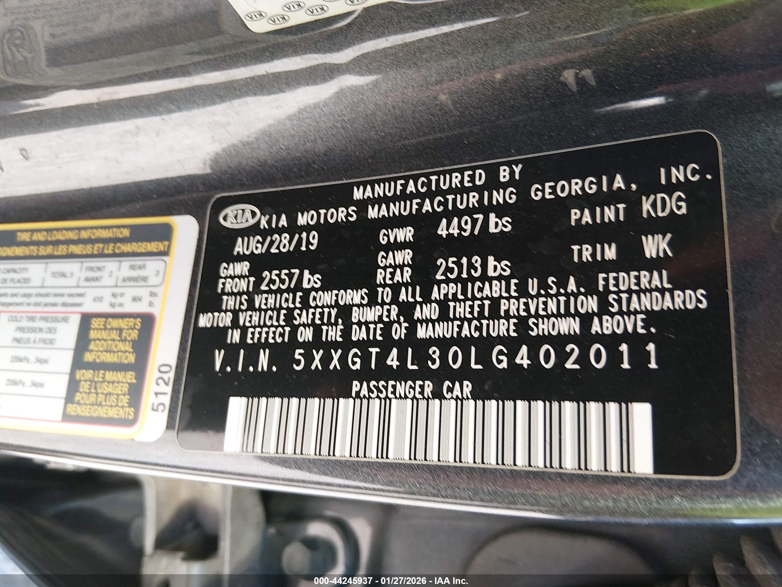 2020 Kia Optima Lx Blue vin: 5XXGT4L30LG402011