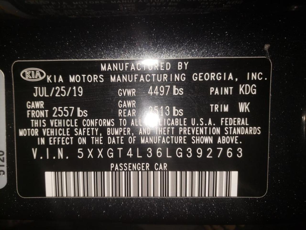 2020 Kia Optima Lx Gray vin: 5XXGT4L36LG392763