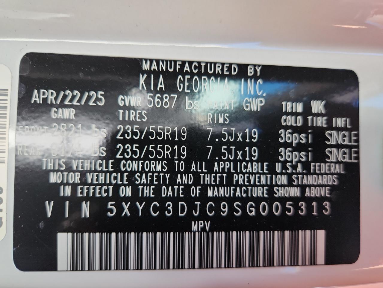 2025 Kia Ev6 Light White vin: 5XYC3DJC9SG005313
