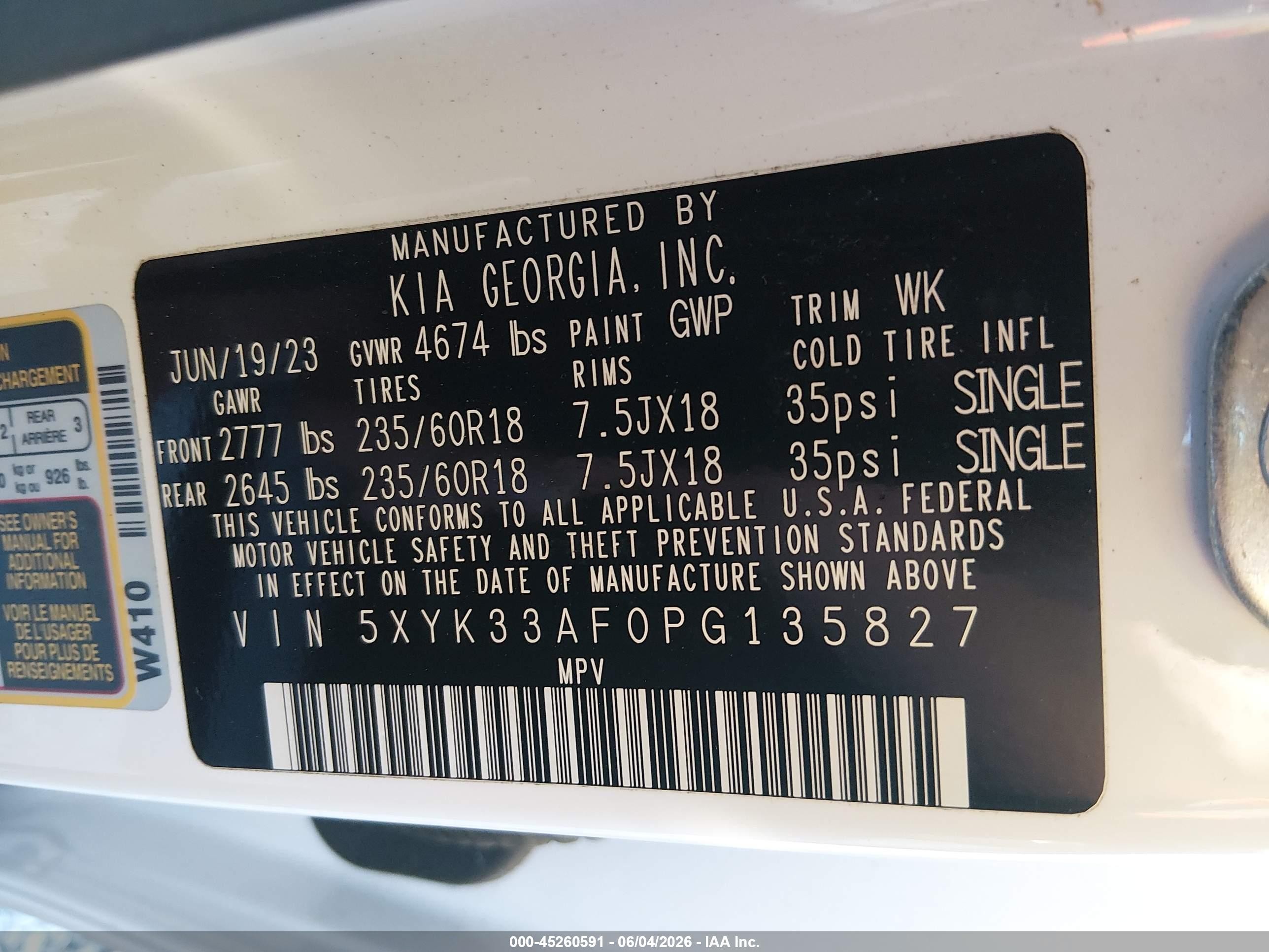 2023 Kia Sportage Ex White vin: 5XYK33AF0PG135827